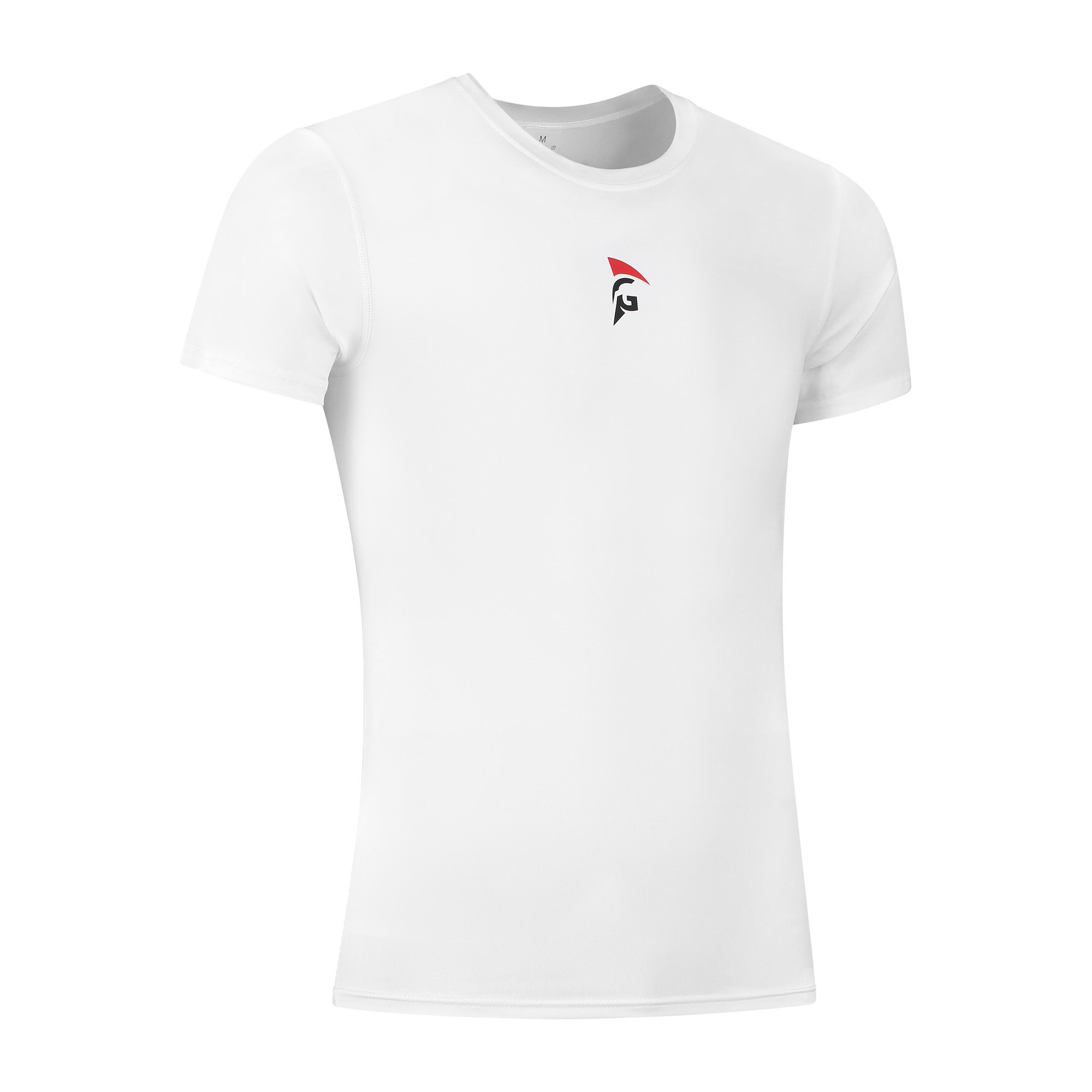 Oblique view of the Gladiator Sports Compression Shirt for Men white