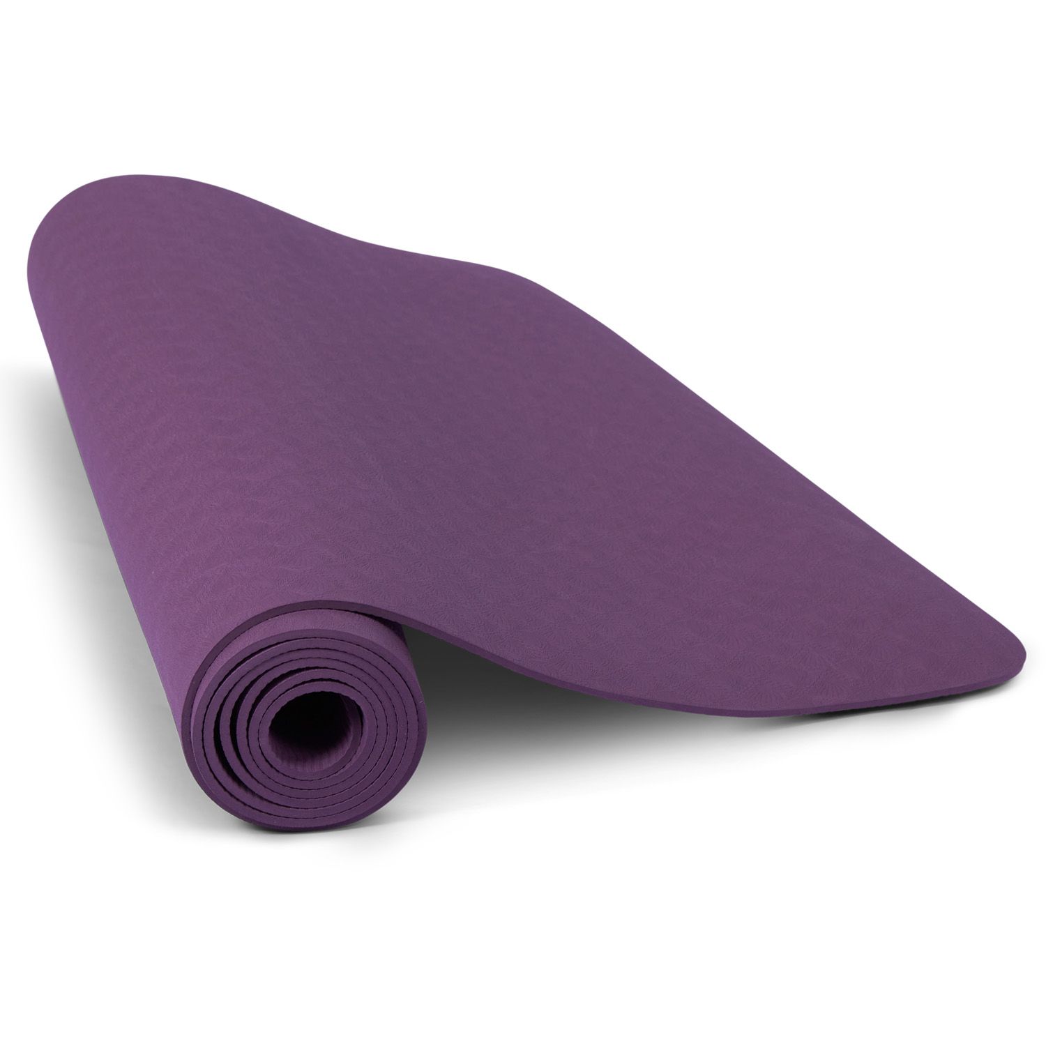 home gym equipment yoga mat rolled up and resistance bands 