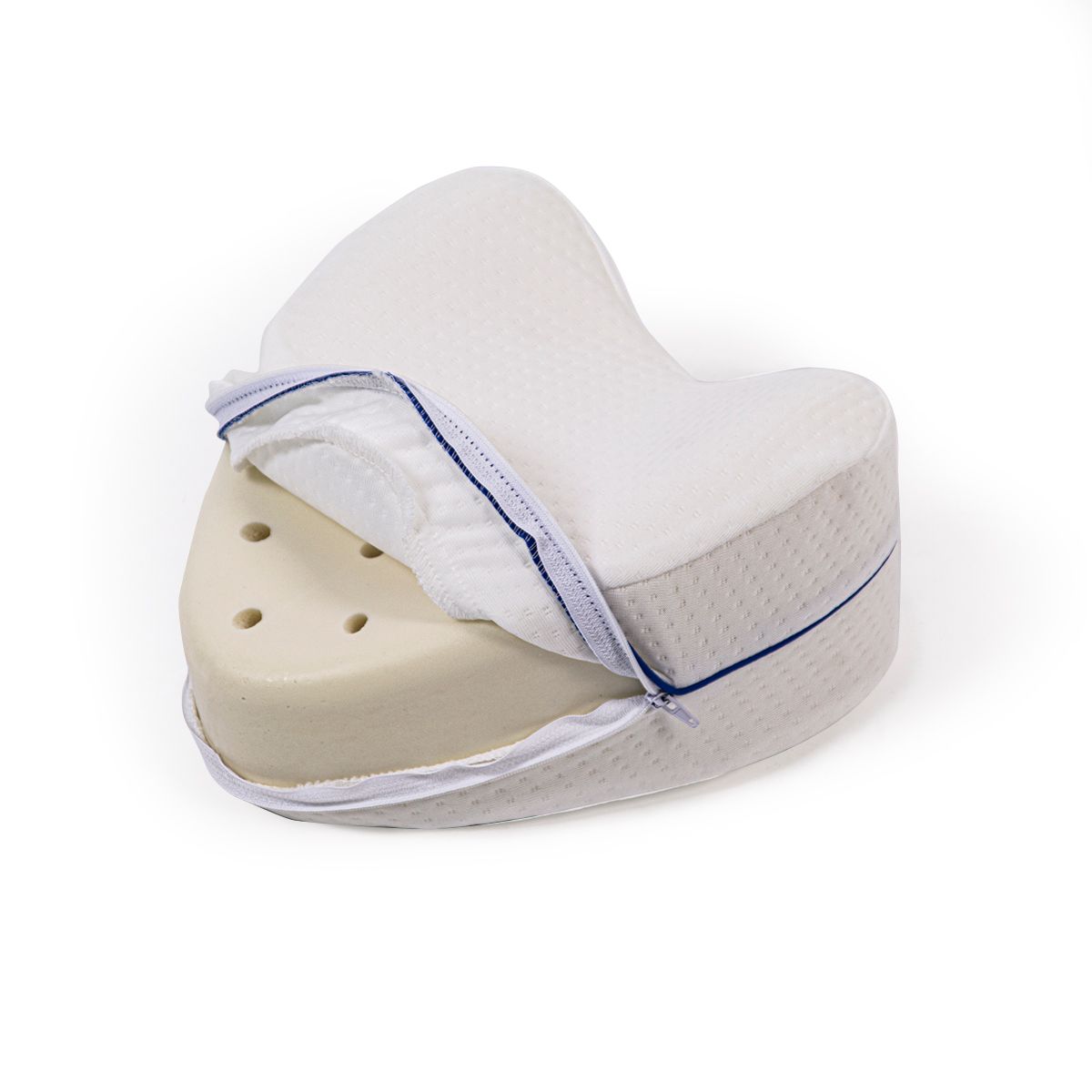 dunimed dunicare leg pillow partially unzipped to show the material on the inside