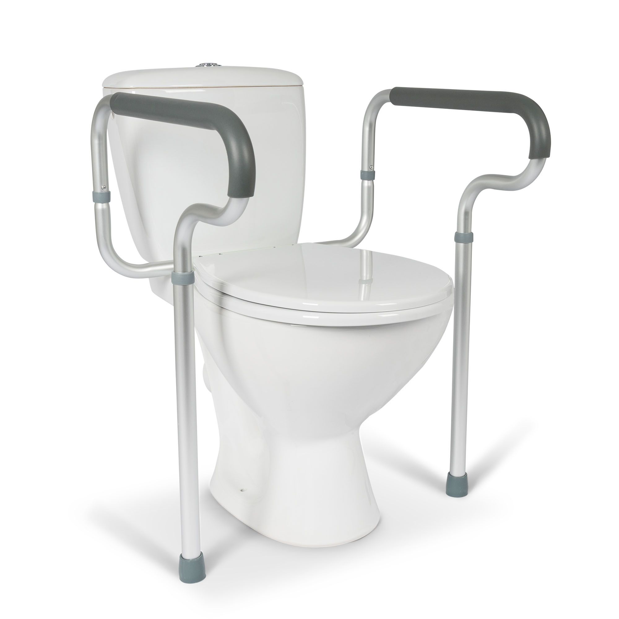 Front view of the Dunimed Toilet Frame with the lid closed