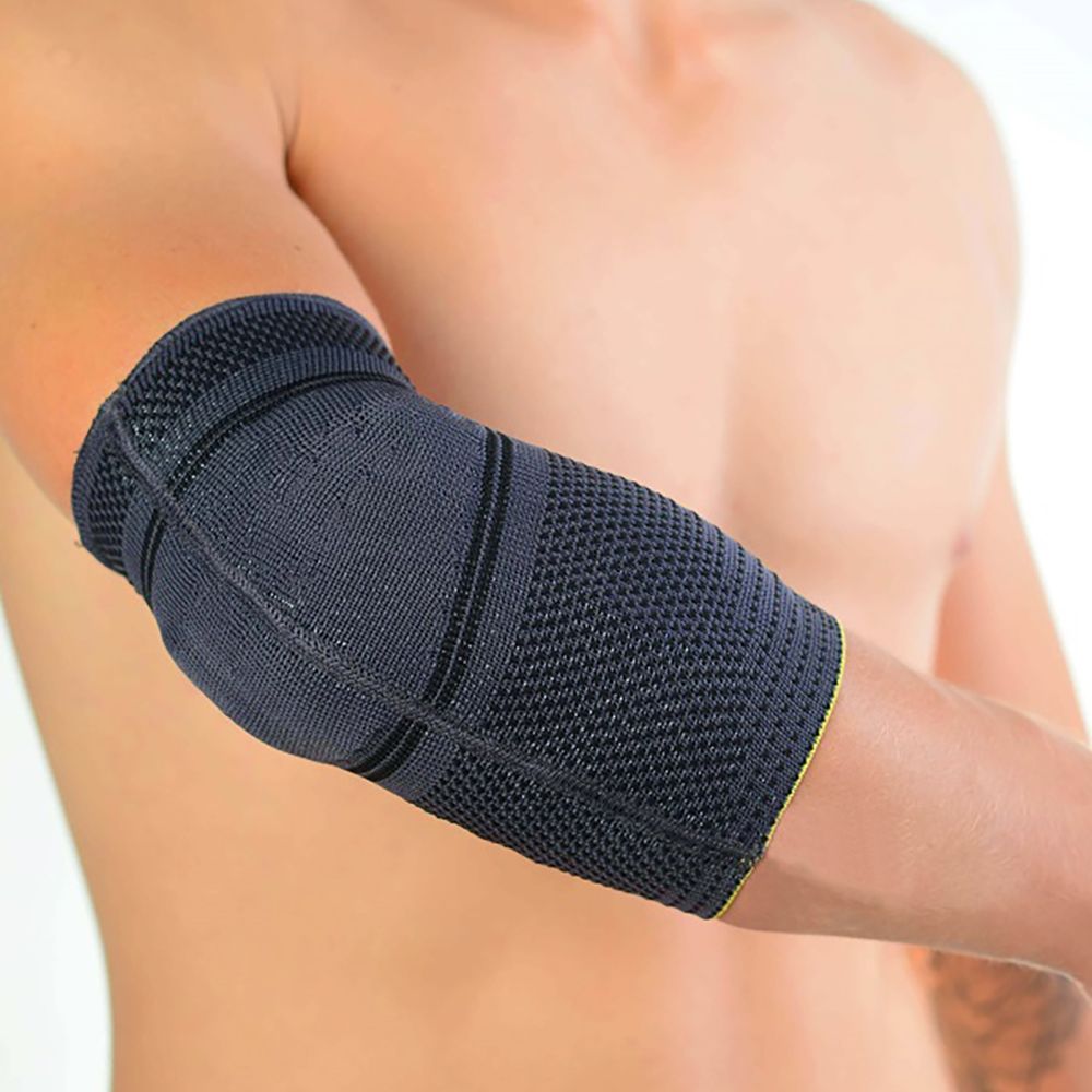 novamed premium comfort elbow support around right elbow arm up