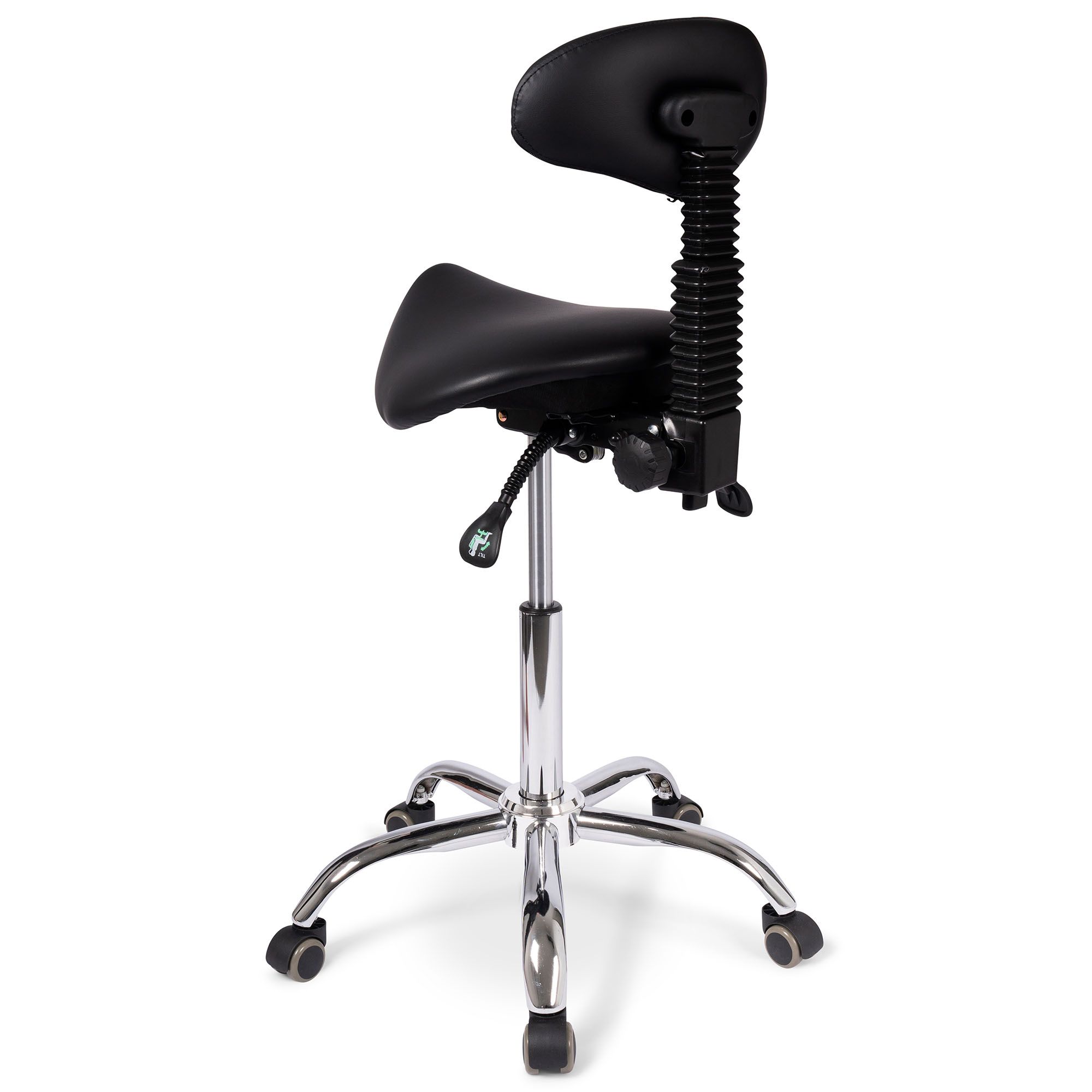 dunimed saddle stool with backrest high version back view