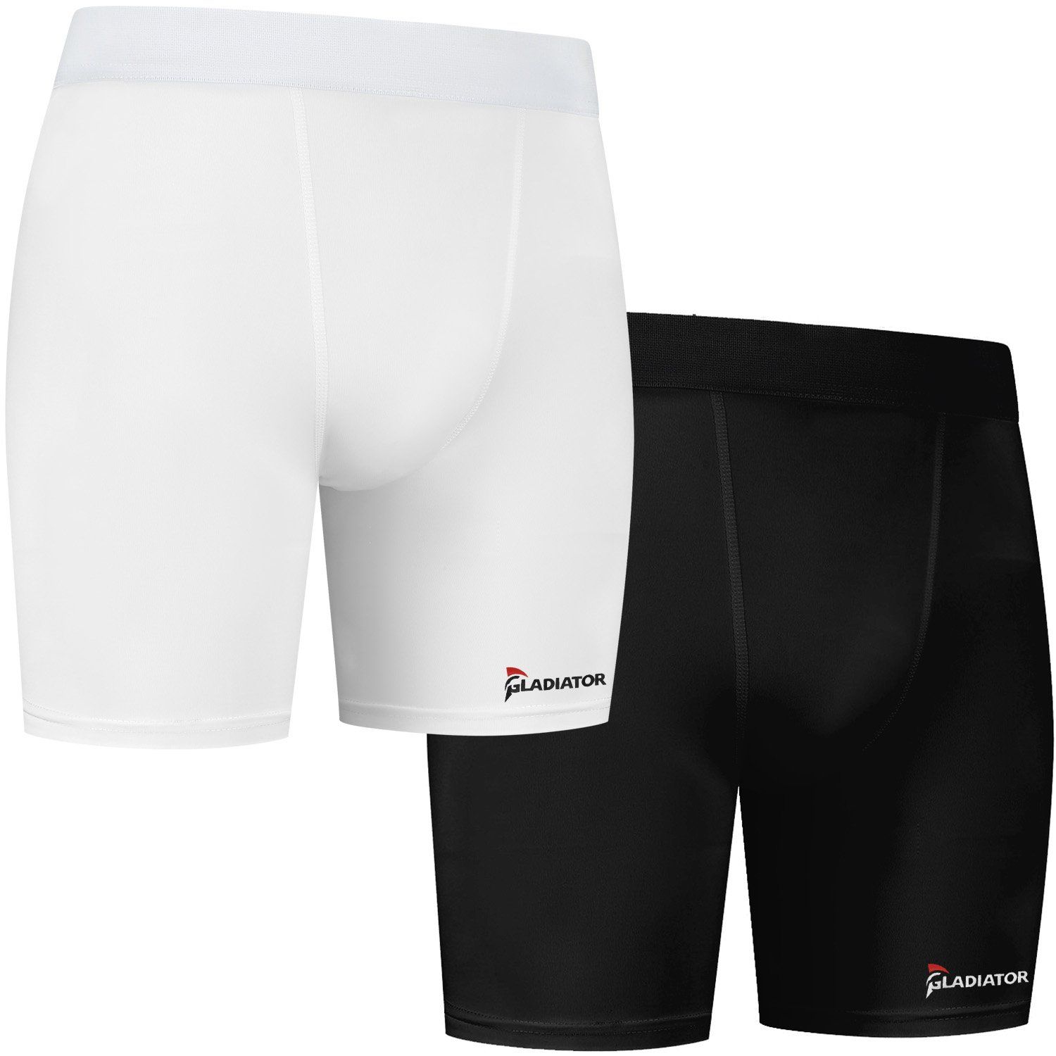 gladiator sports mens compression shorts in black and white 