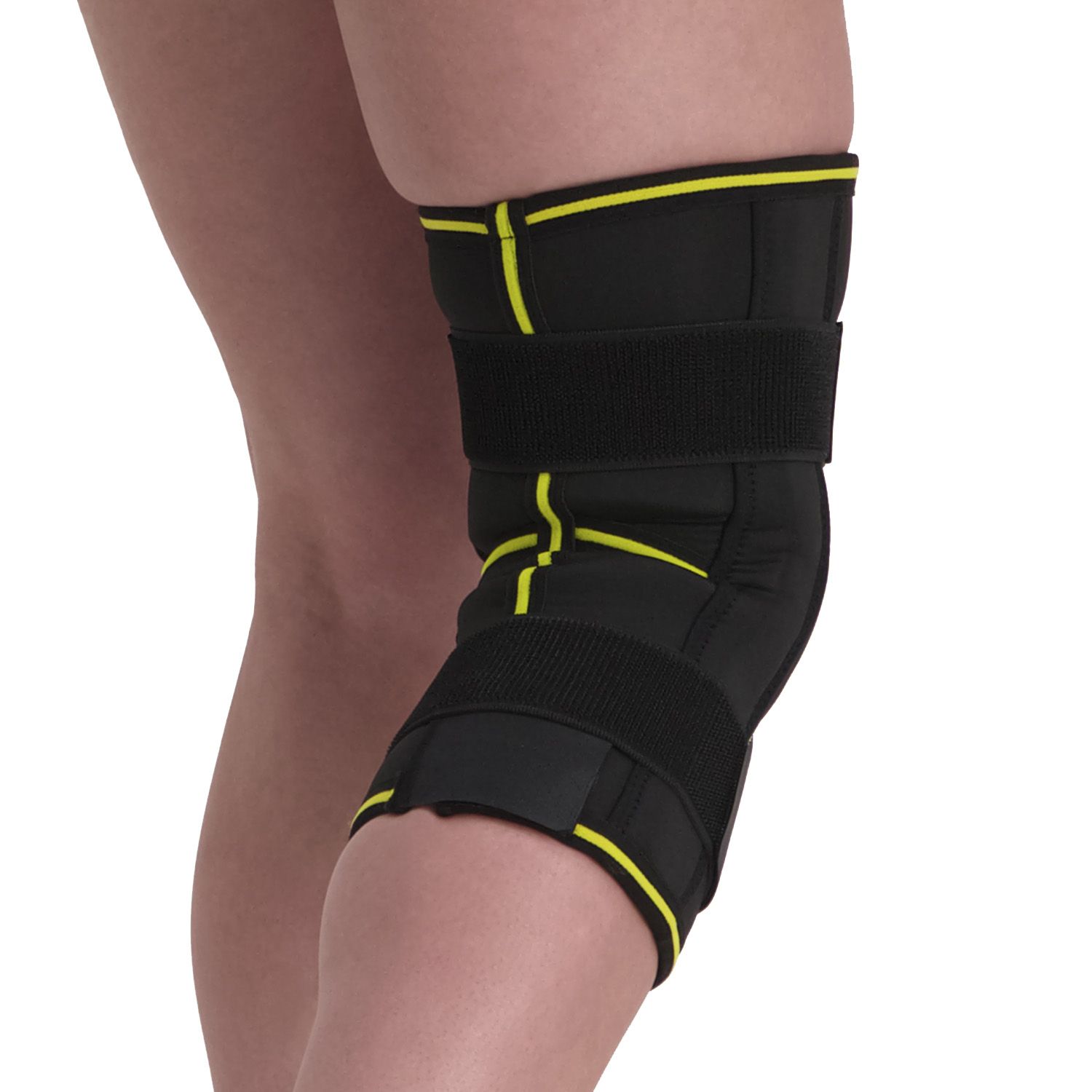 Back view of model wearing the Novamed Lightweight Hinged Knee Support around right knee