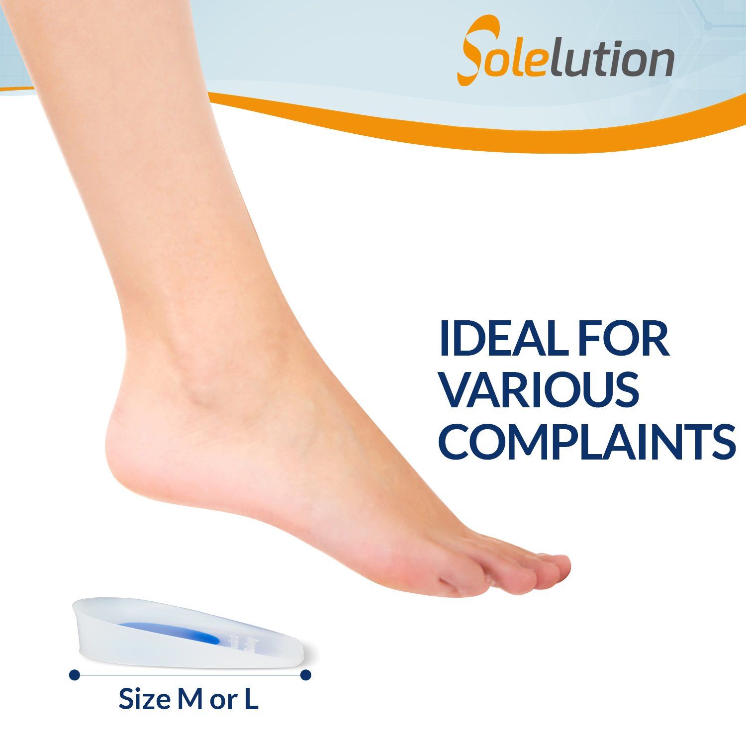 picture of heels placed in the solelution heel spur half gel insoles correctly