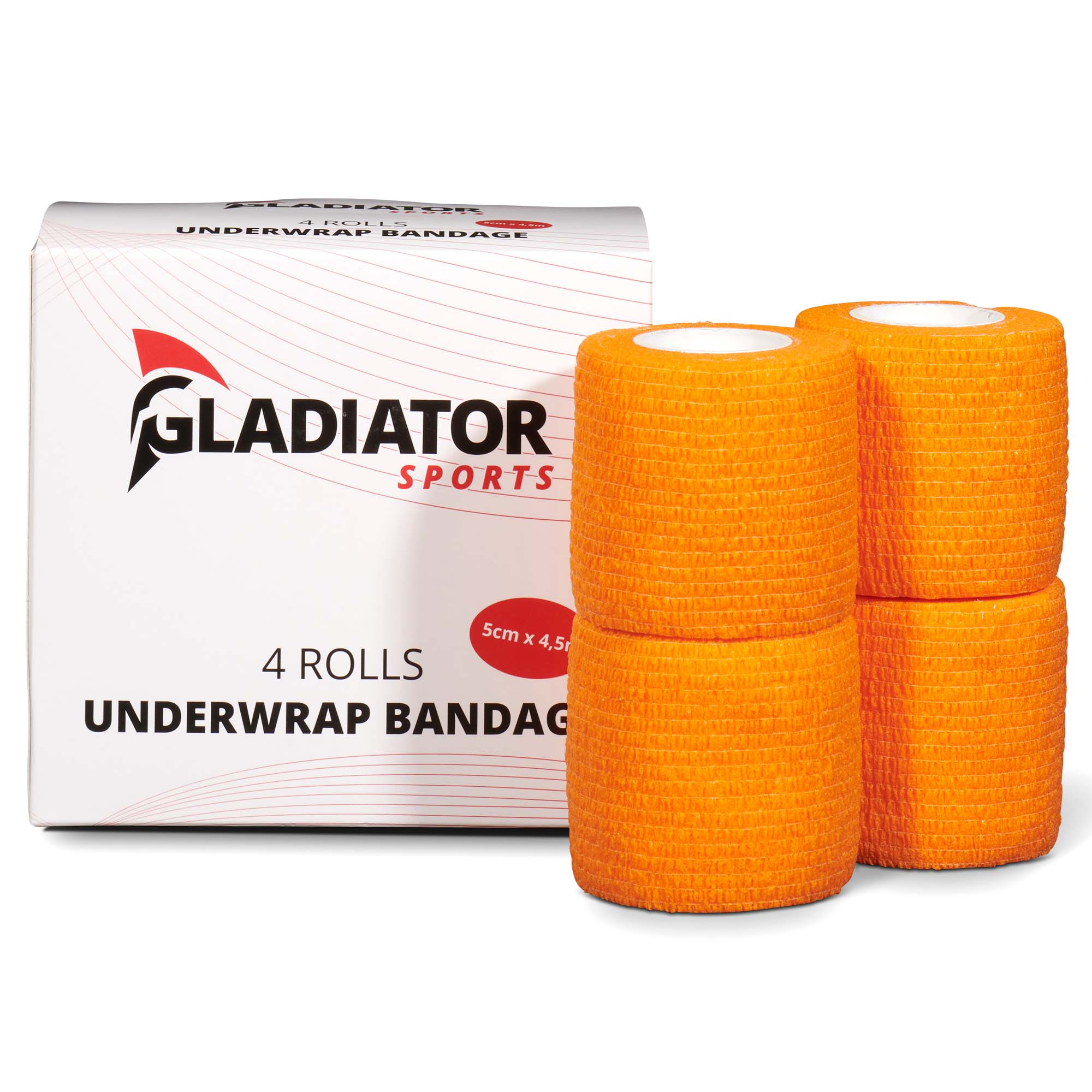 Gladiator Sports underwrap bandage 4 rolls with box orange