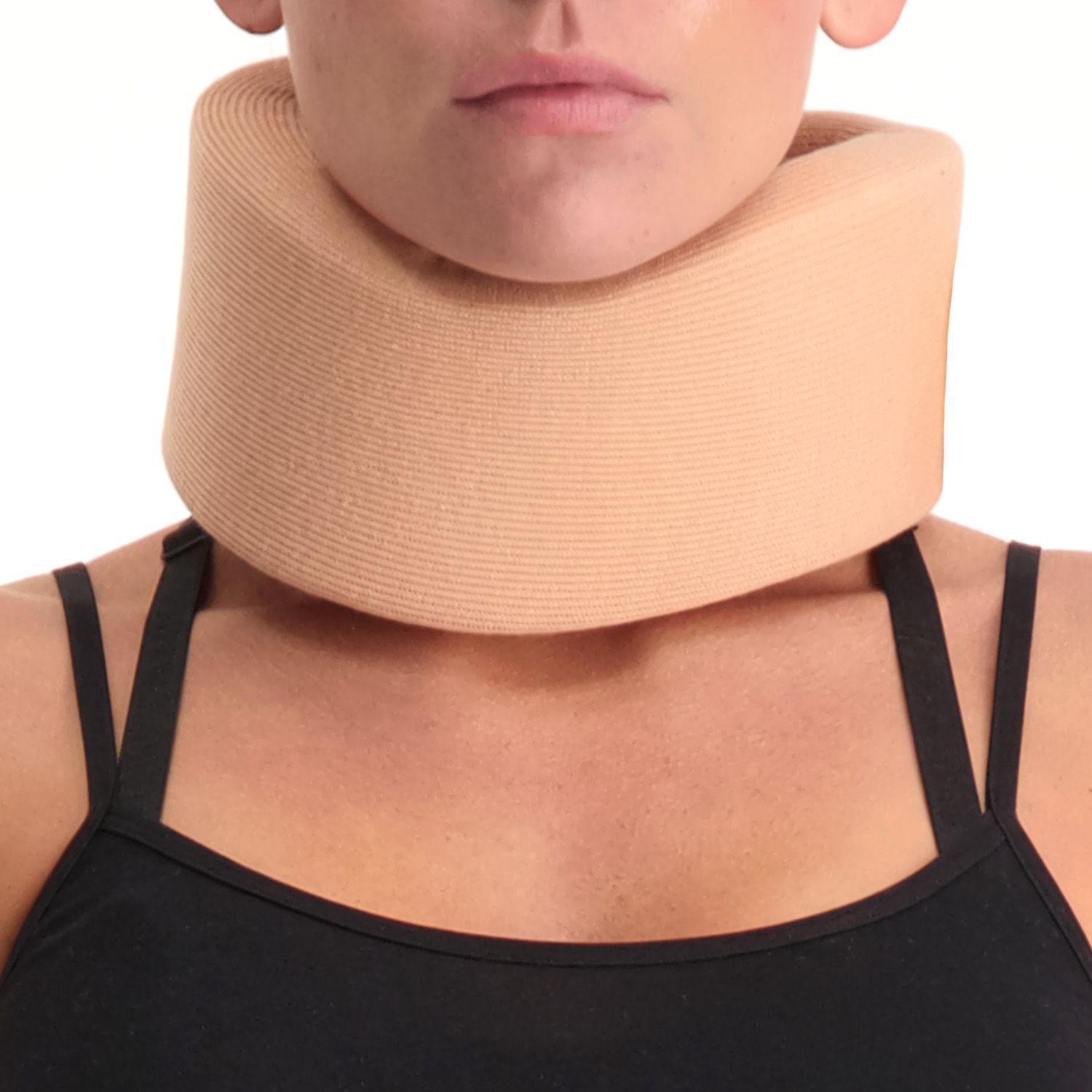 Front view of the SO Cervical Collar - Neck brace worn by woman