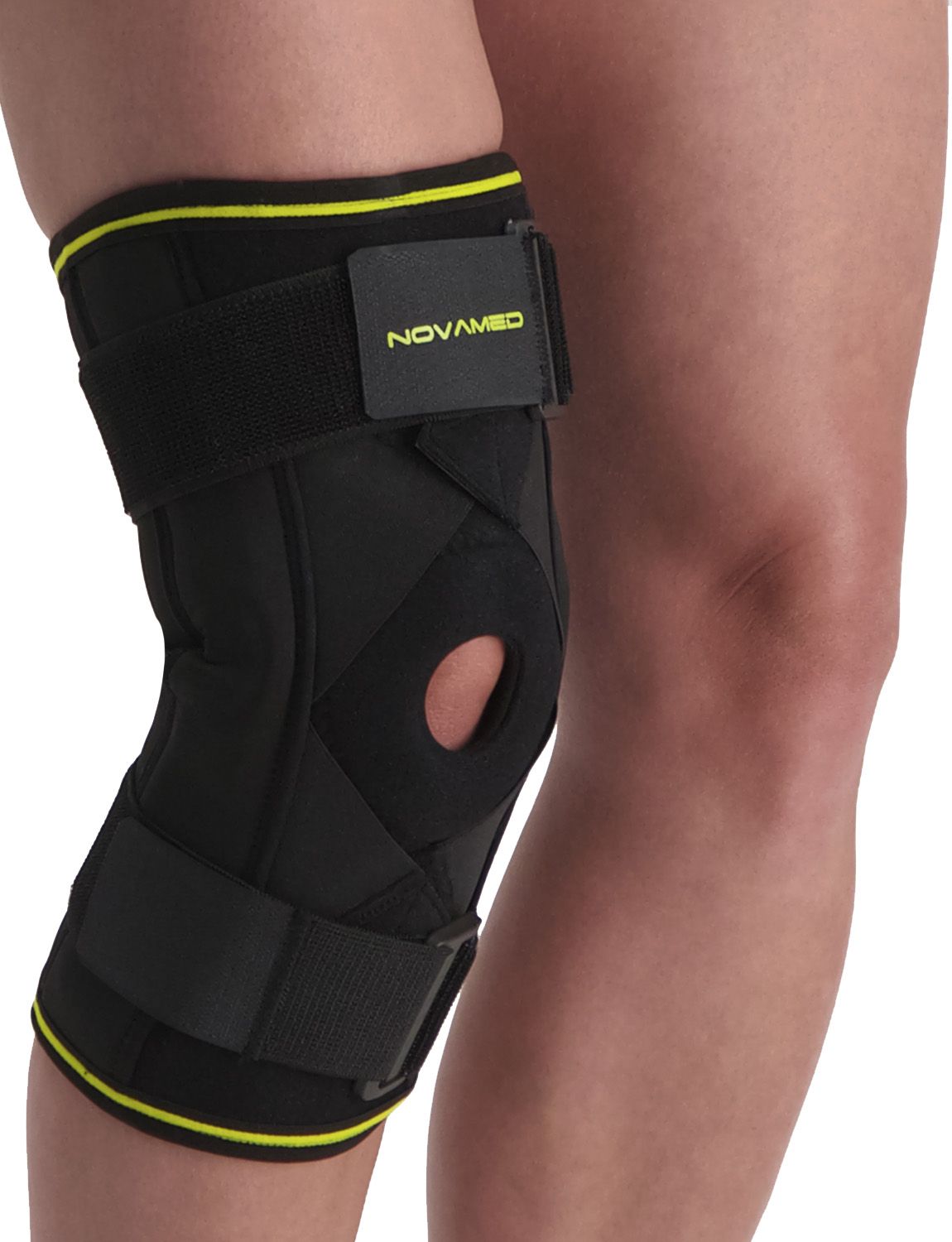 novamed max hinged knee support with crossed straps for sale