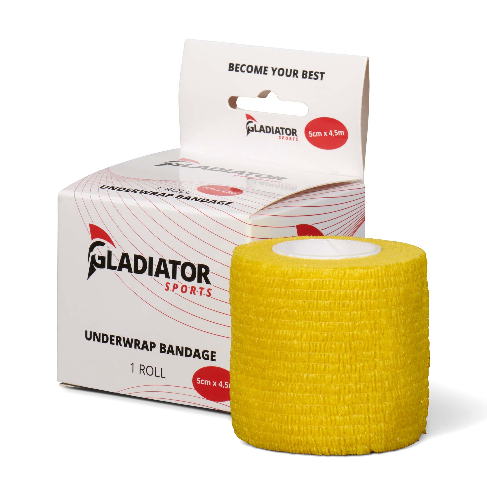 Gladiator Sports underwrap bandage per roll with box yellow