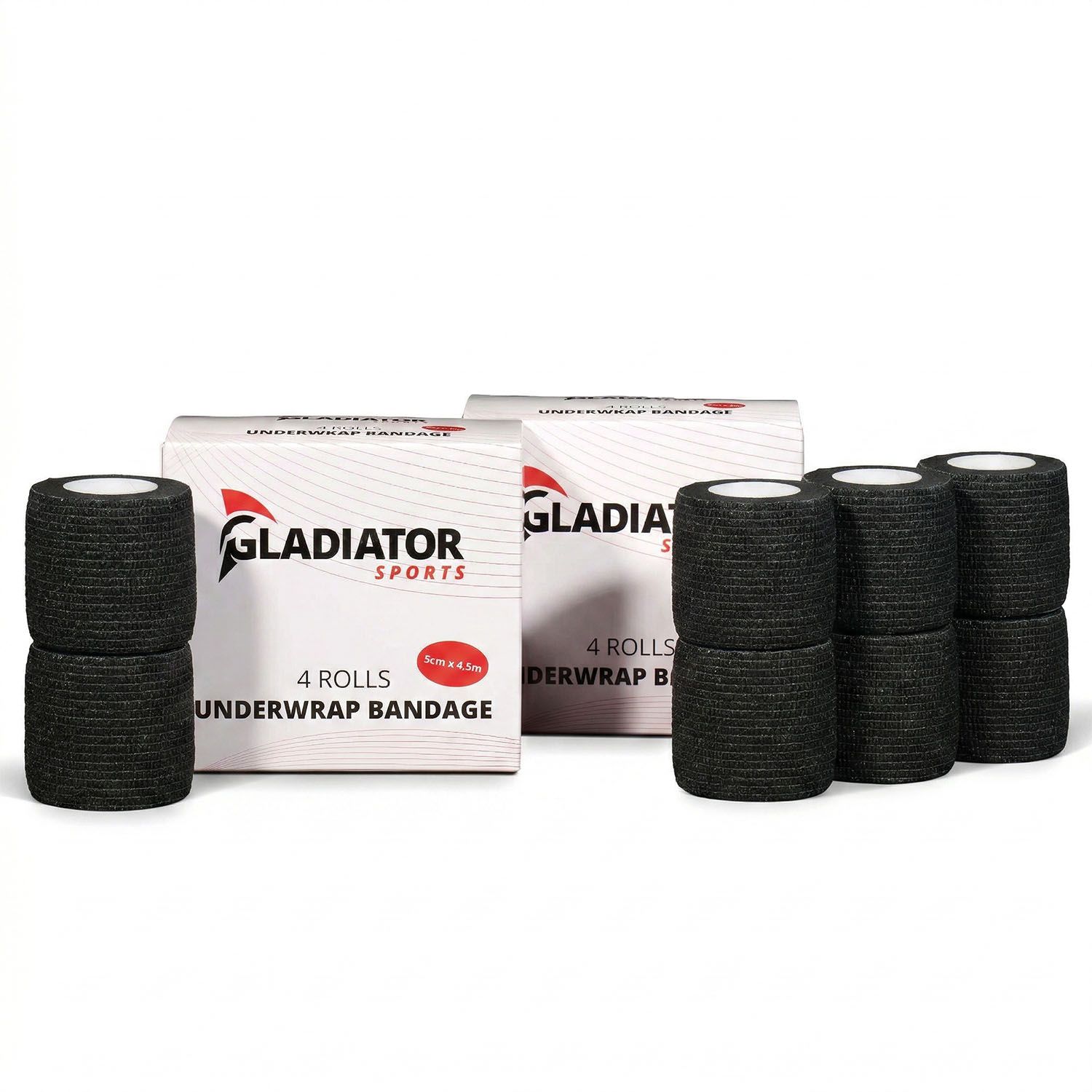 gladiator sports underwrap bandage 8 rolls with box black