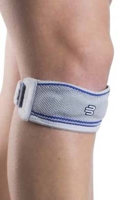 Side view of the Bauerfeind GenuPoint Patella brace worn on right knee