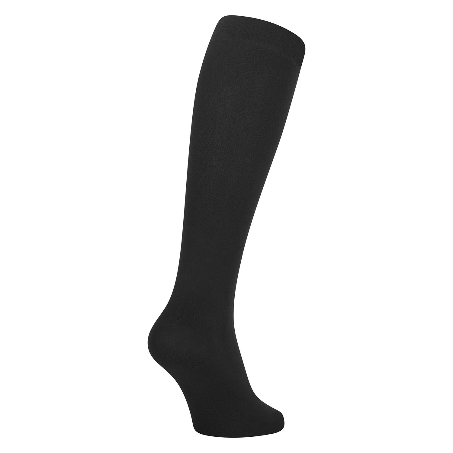 dunimed premium comfort compression stockings short closed toe shown in black unworn from the backside