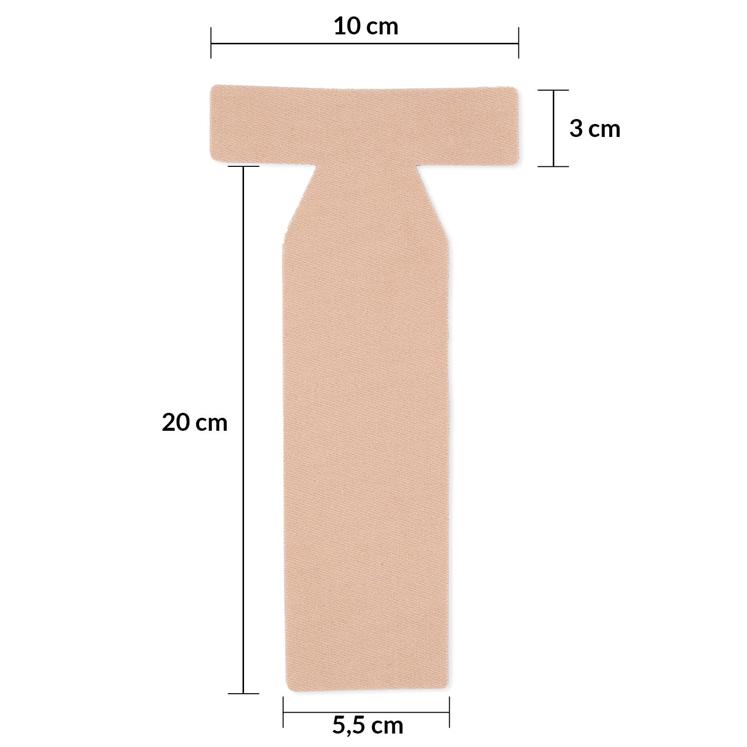 unfolded with dimensions of the solelution hallux valgus t shape tape