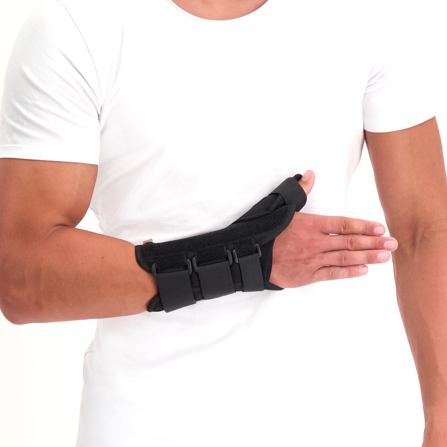 Super Ortho Thumb Support / Wrist Splint worn by model