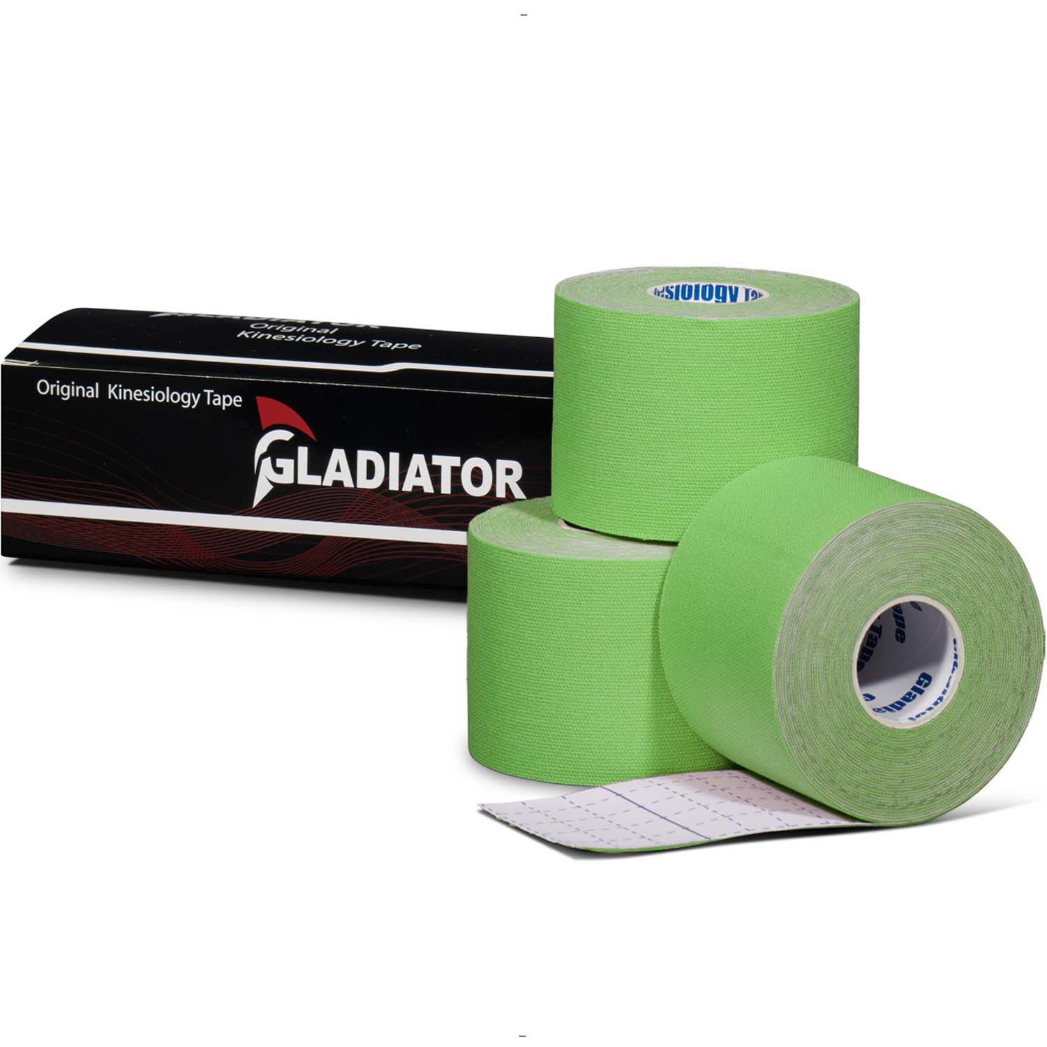 Gladiator sports kinesiology tape three rolls with box green