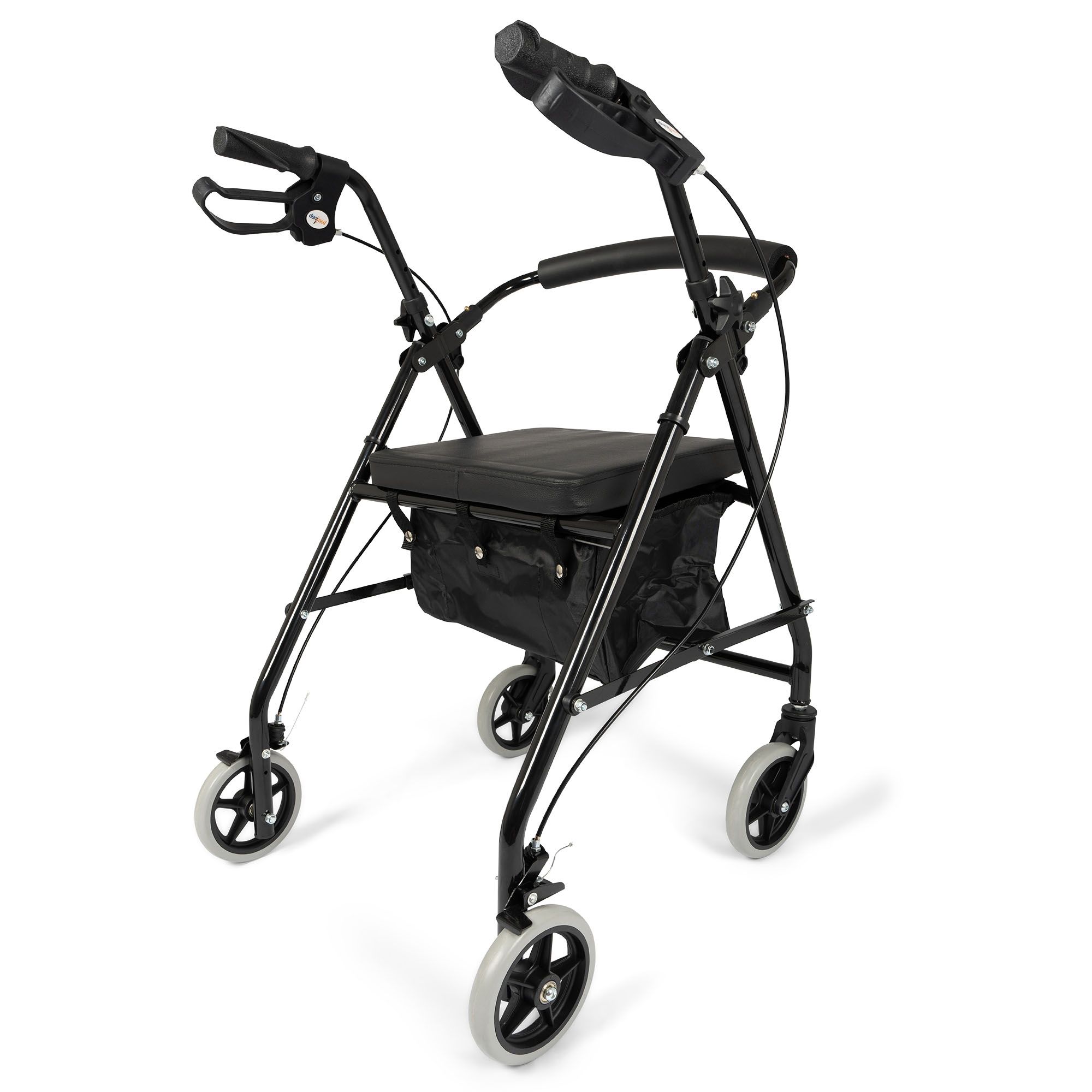 Back side view of the Dunimed Lightweight Rollator (Foldable) - Black