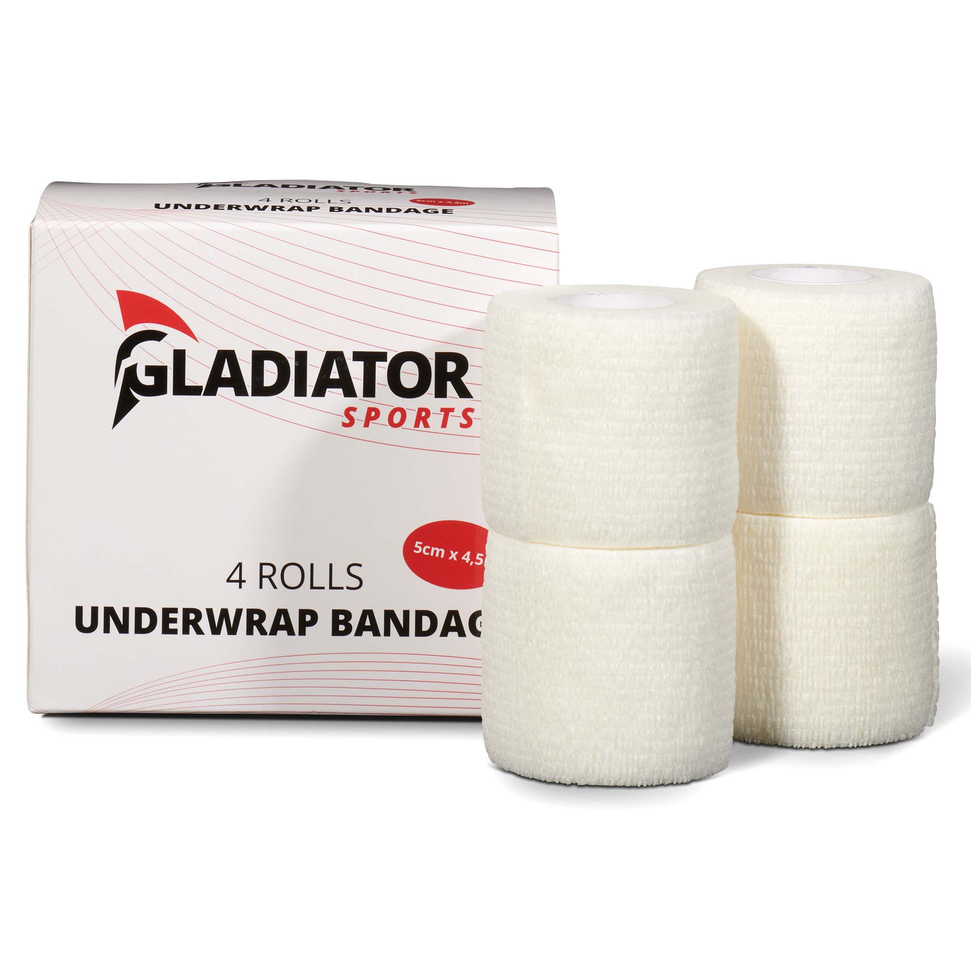 Gladiator Sports underwrap bandage per 4 rolls white with box