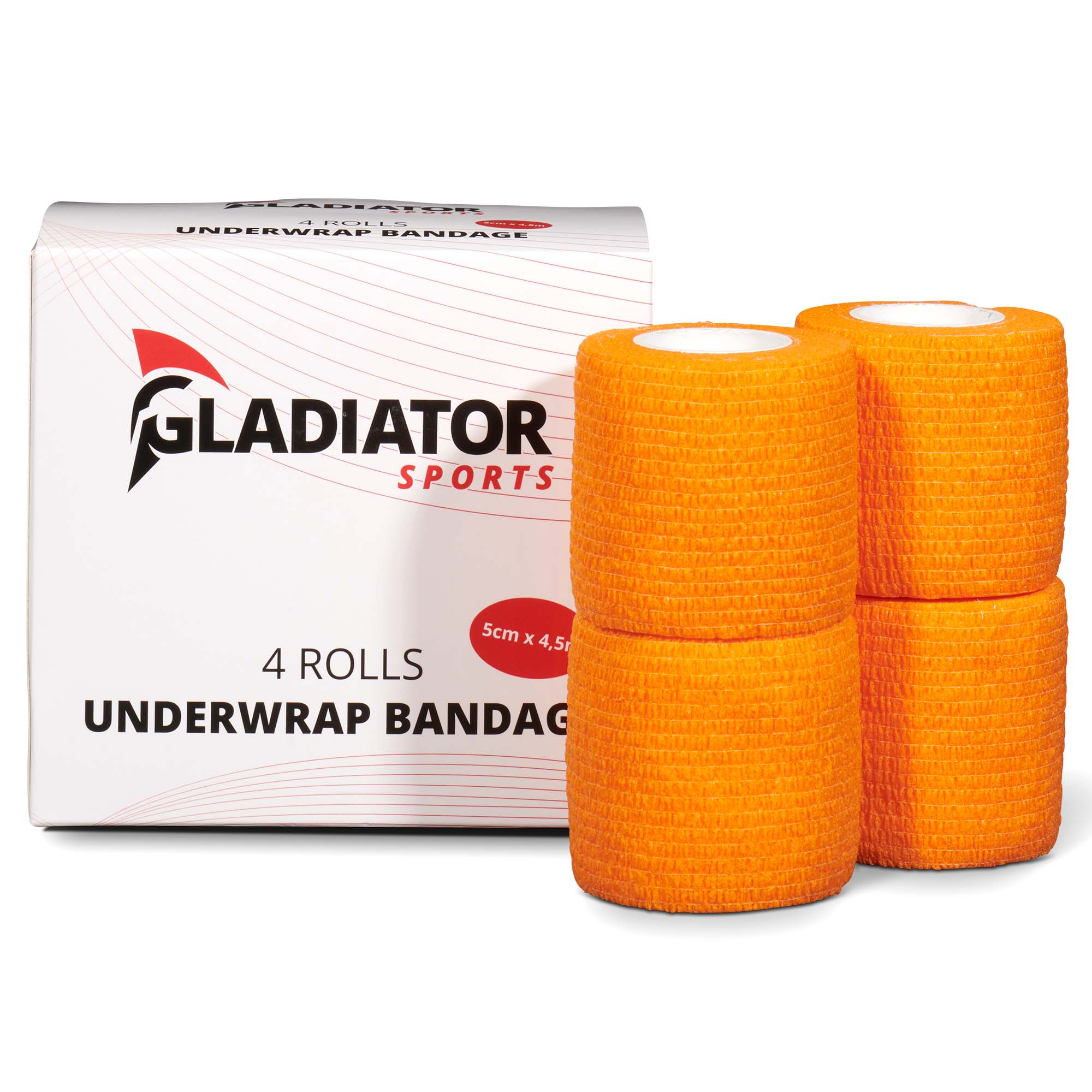 gladiator sports underwrap bandage 4 rolls with box orange
