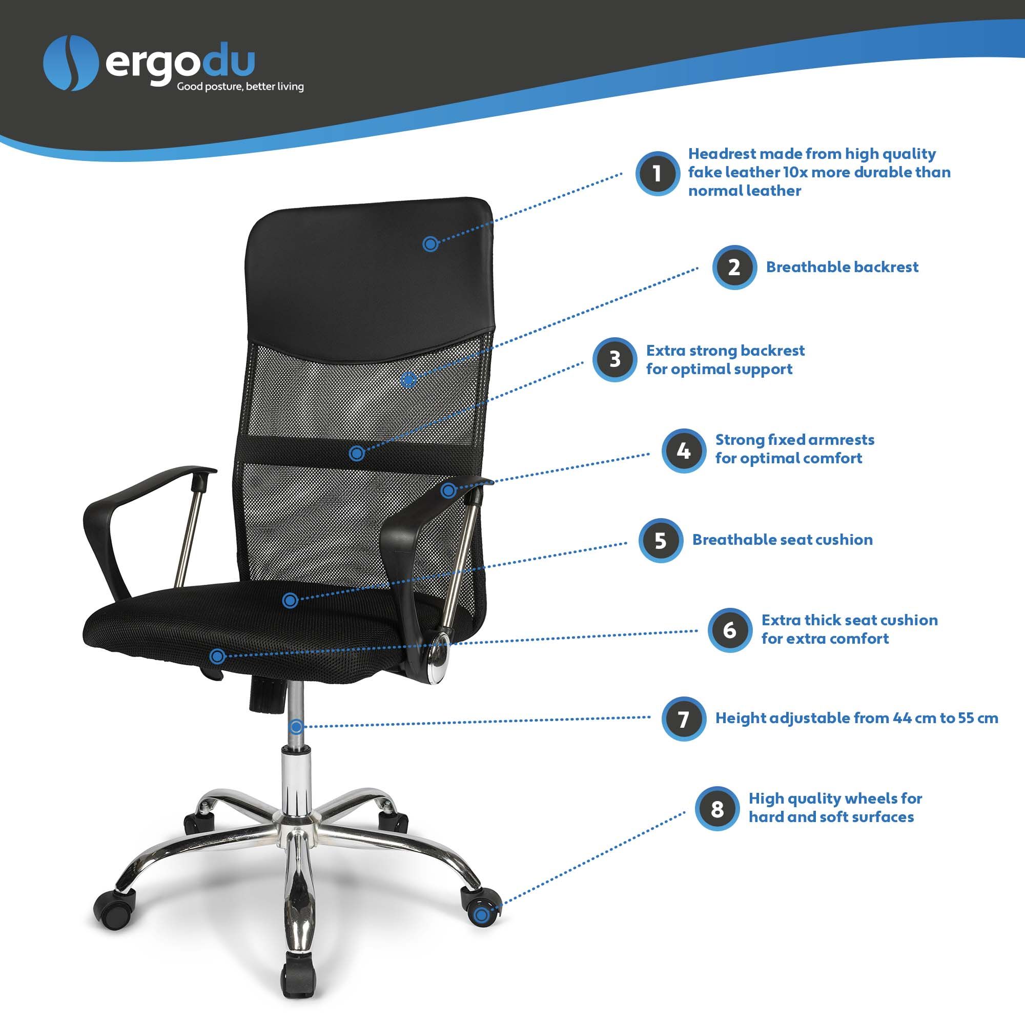 Ergodu Ergonomic Mesh Office Chair USP's