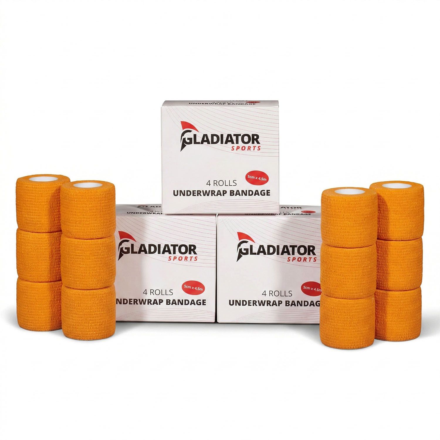 Gladiator Sports Untertape Bandage - 12 Rollen orange mit box