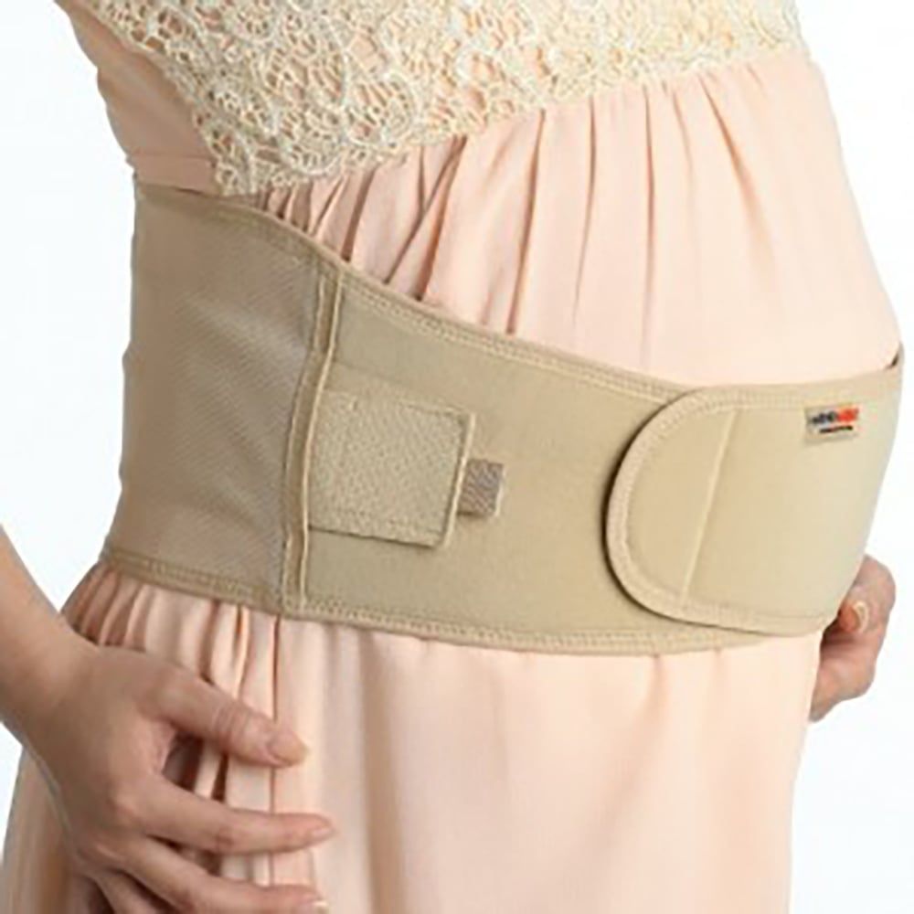 super ortho pregnancy support belt pelvic brace worn over skirt