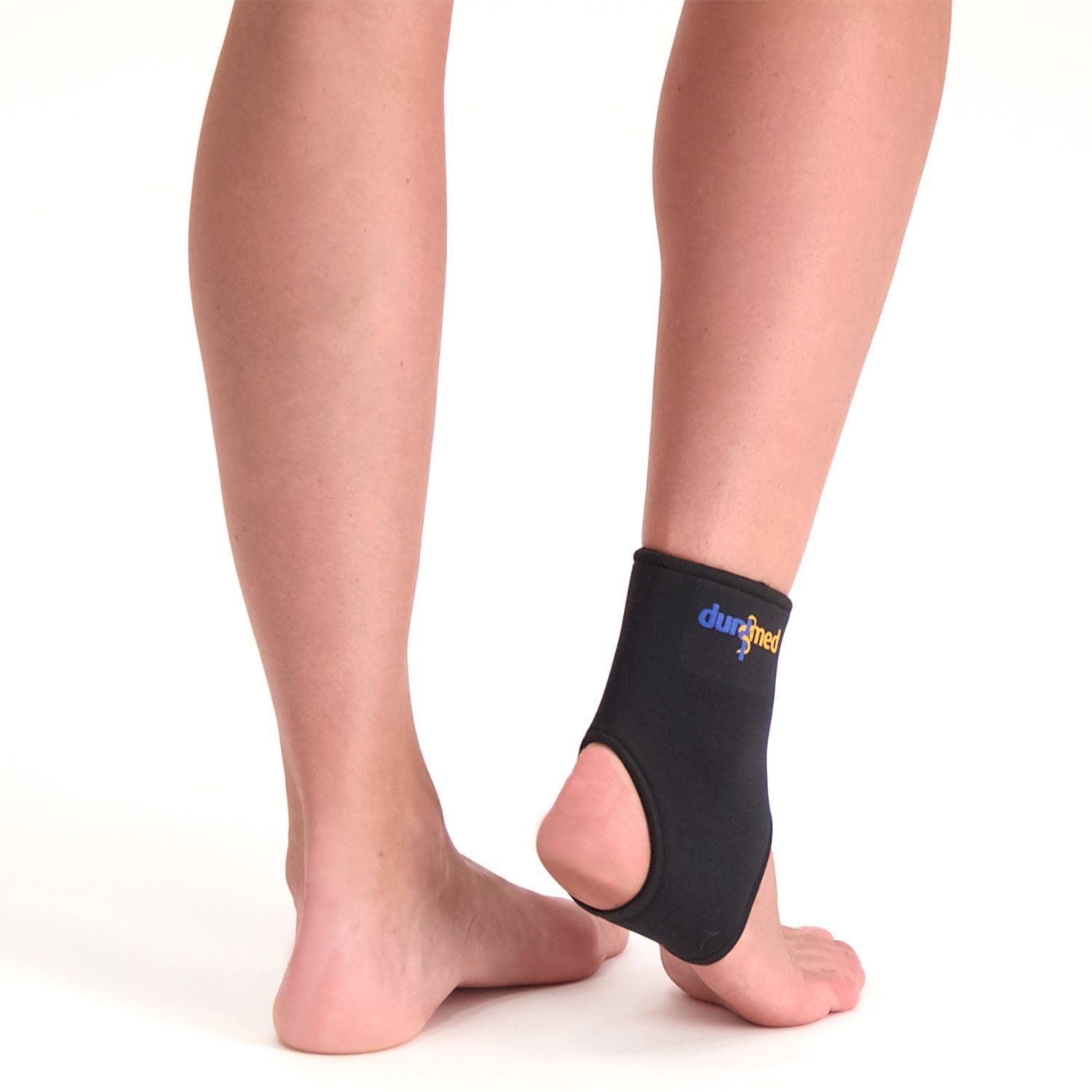 Back side view of the Dunimed Ankle Support showing the open ankle part