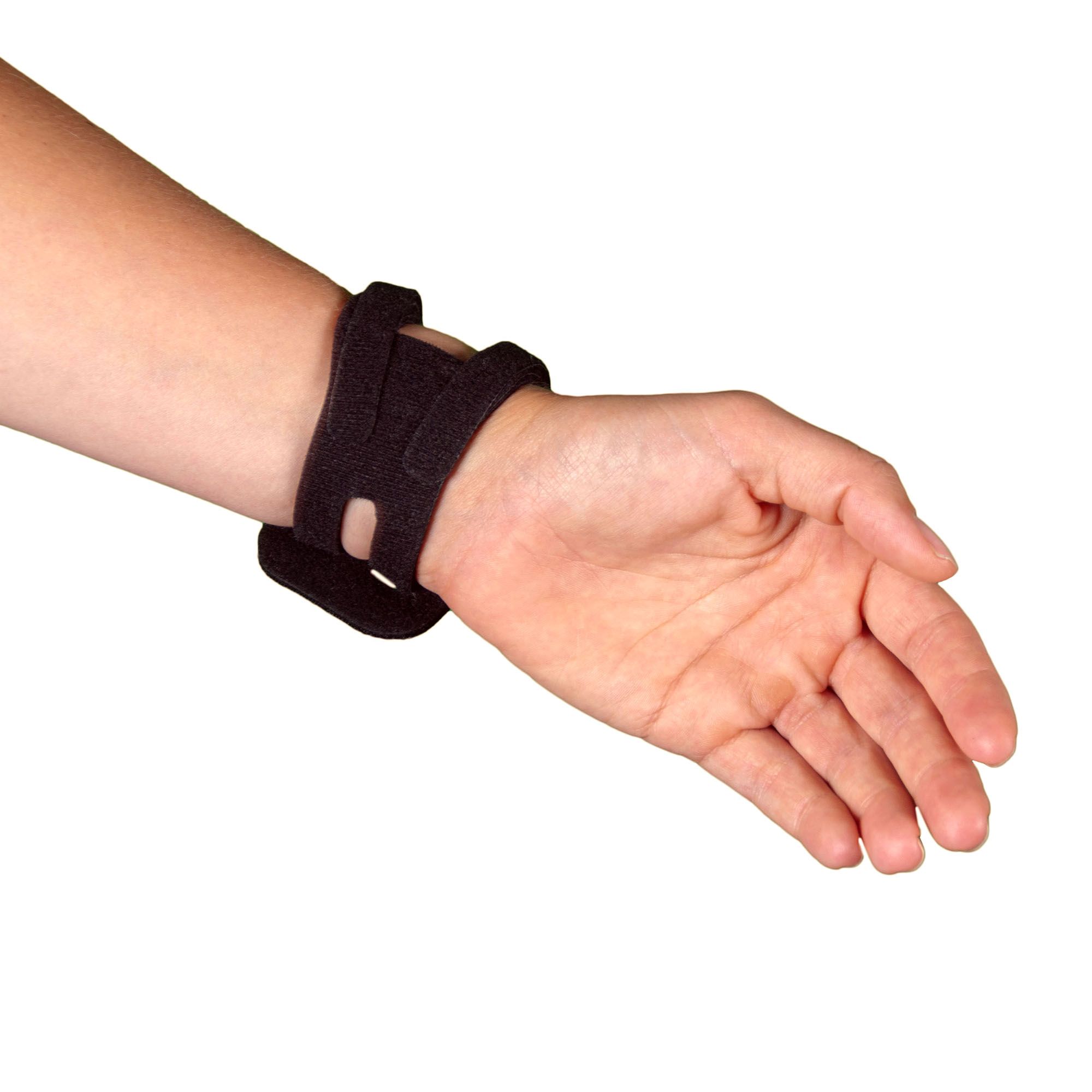 Bottom view of model wearing the Dunimed TFCC Wrist Support around the left wrist