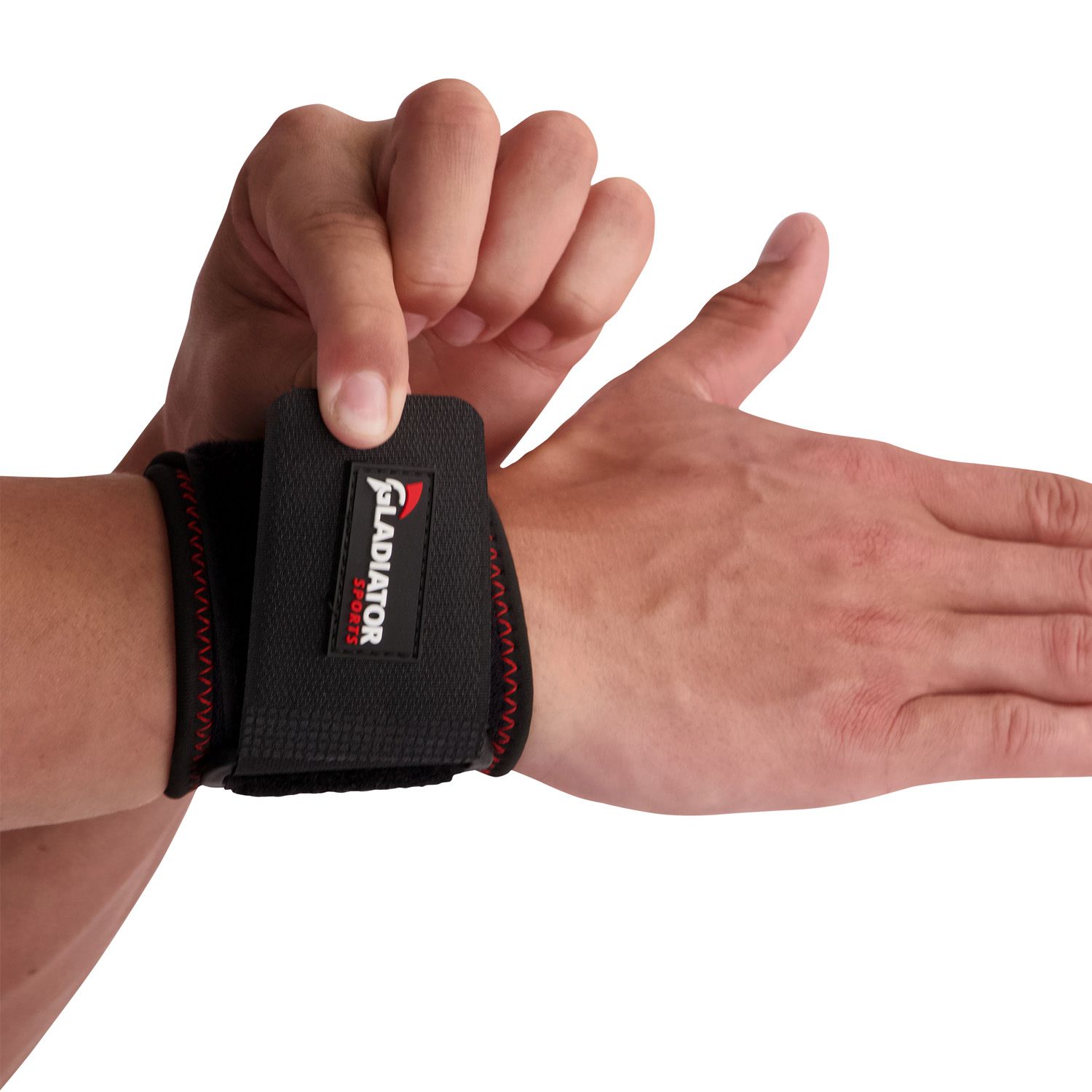 Model strapping the Gladiator Sports Wrist Wrap