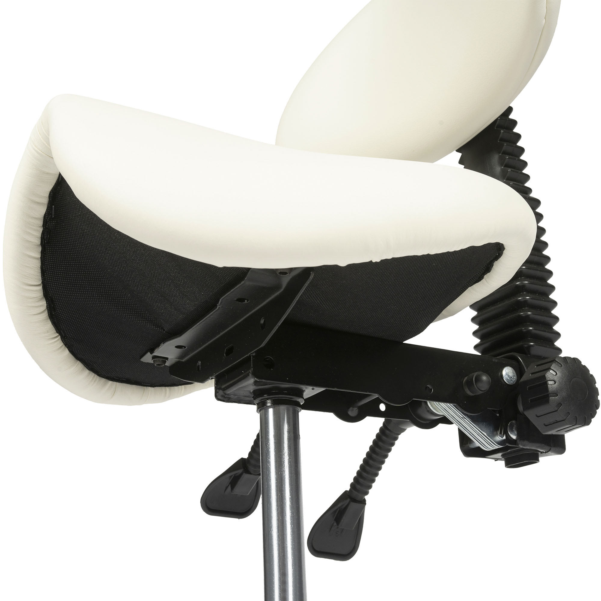 dunimed ergonomic saddle stool with backrest white under part view