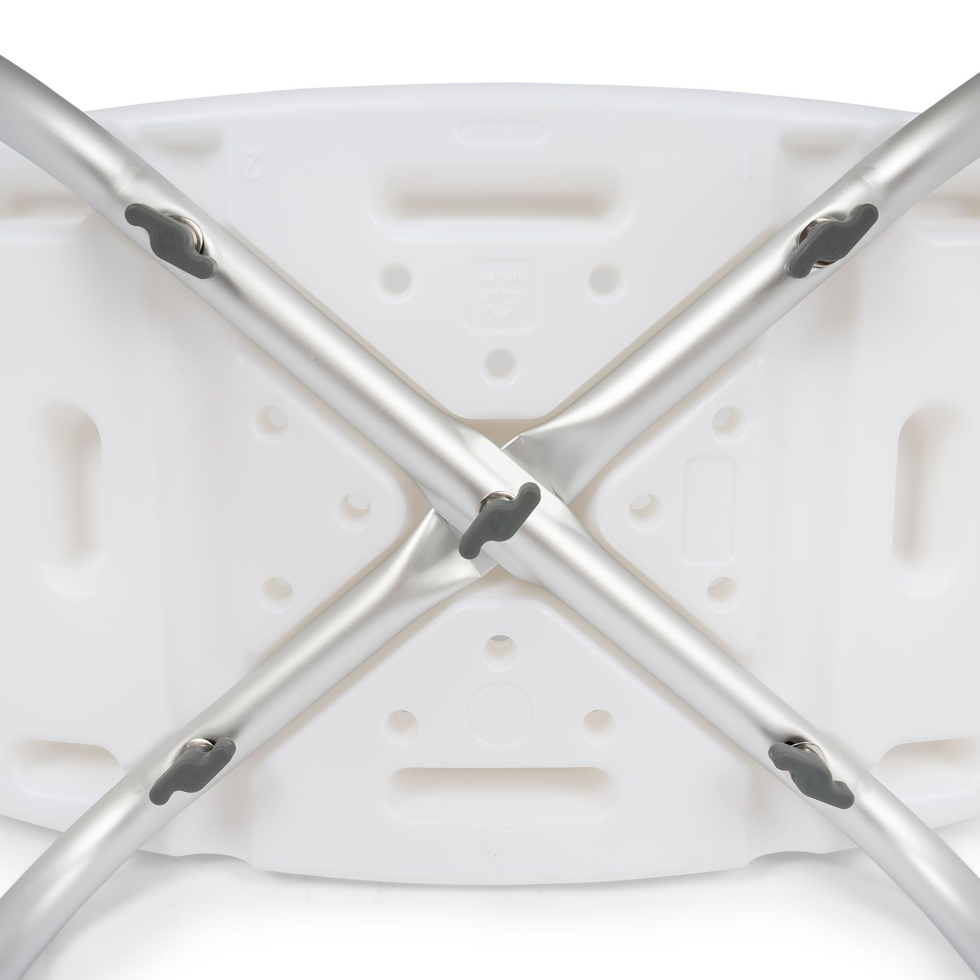 Bottom view of the Dunimed Shower Chair - In Height Adjustable showing the frame