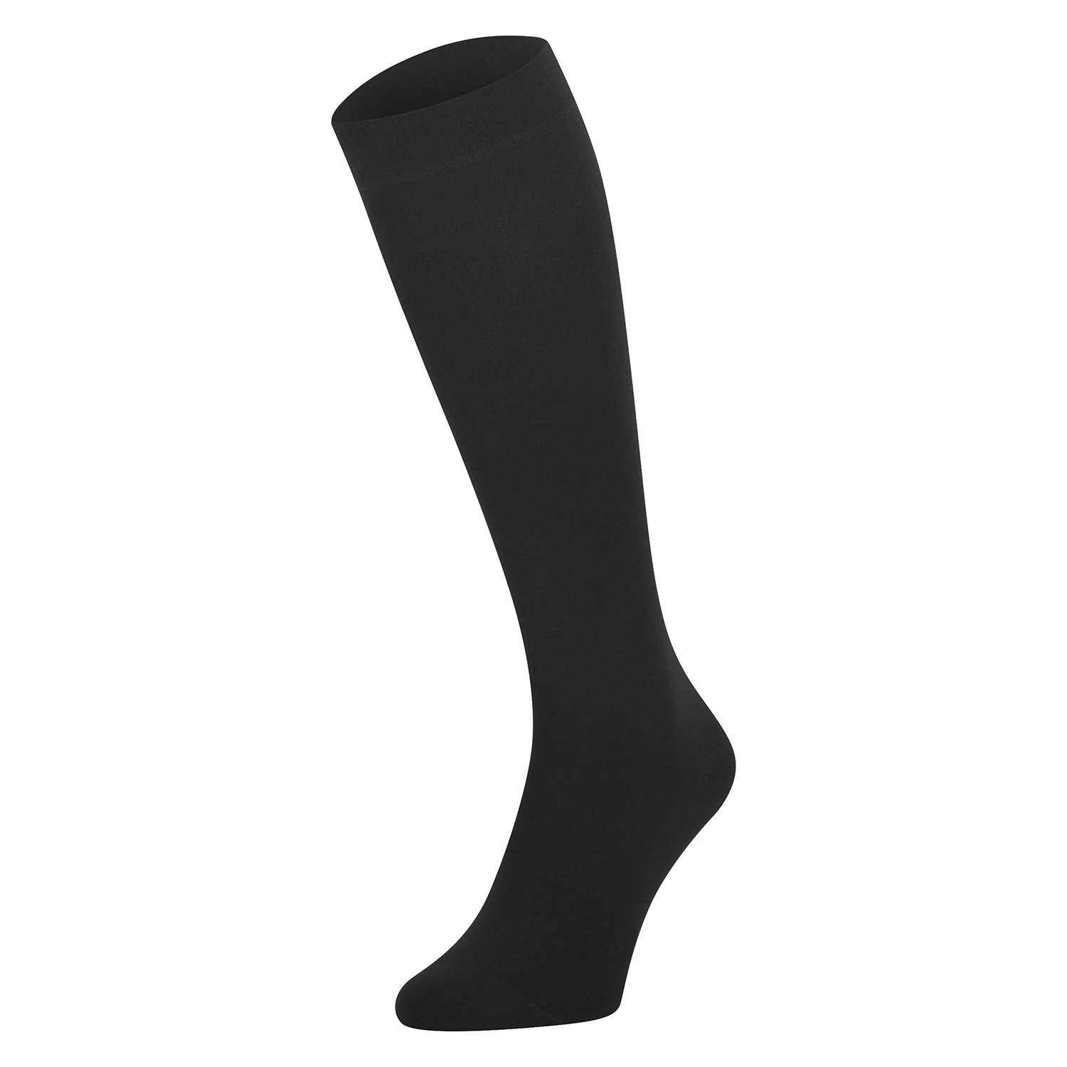 dunimed premium comfort compression stockings short closed toe shown in black from the side