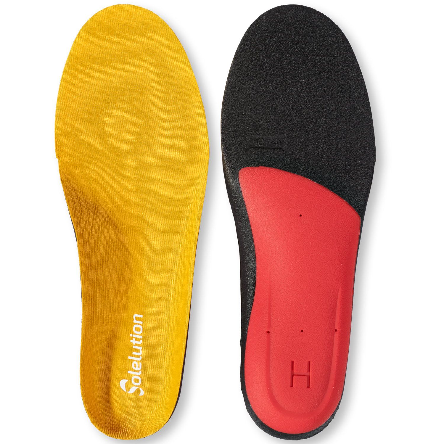 solelution overpronation insoles front and bottom view