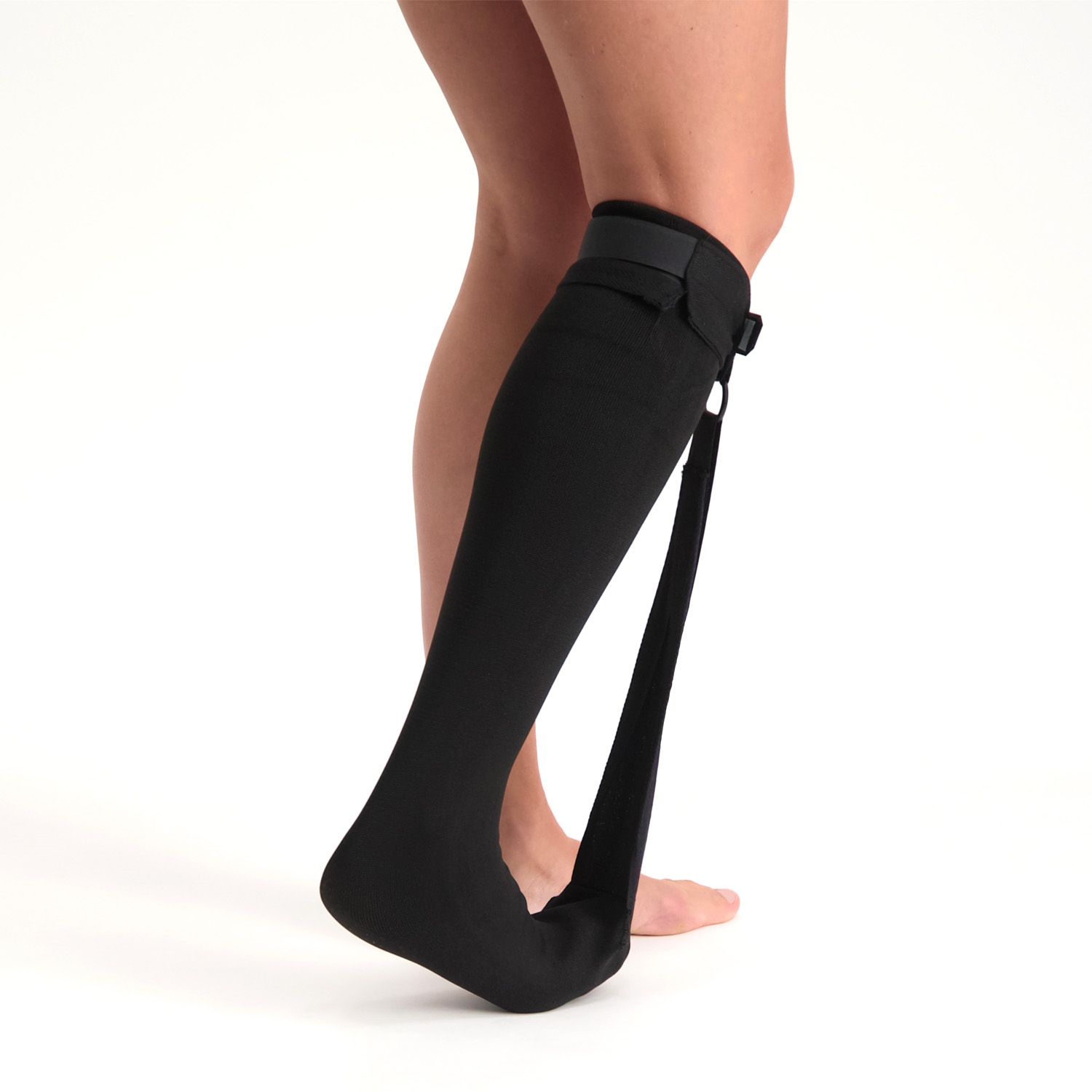 Heel Spur Sock - Night Splint worn strapped by model while walking