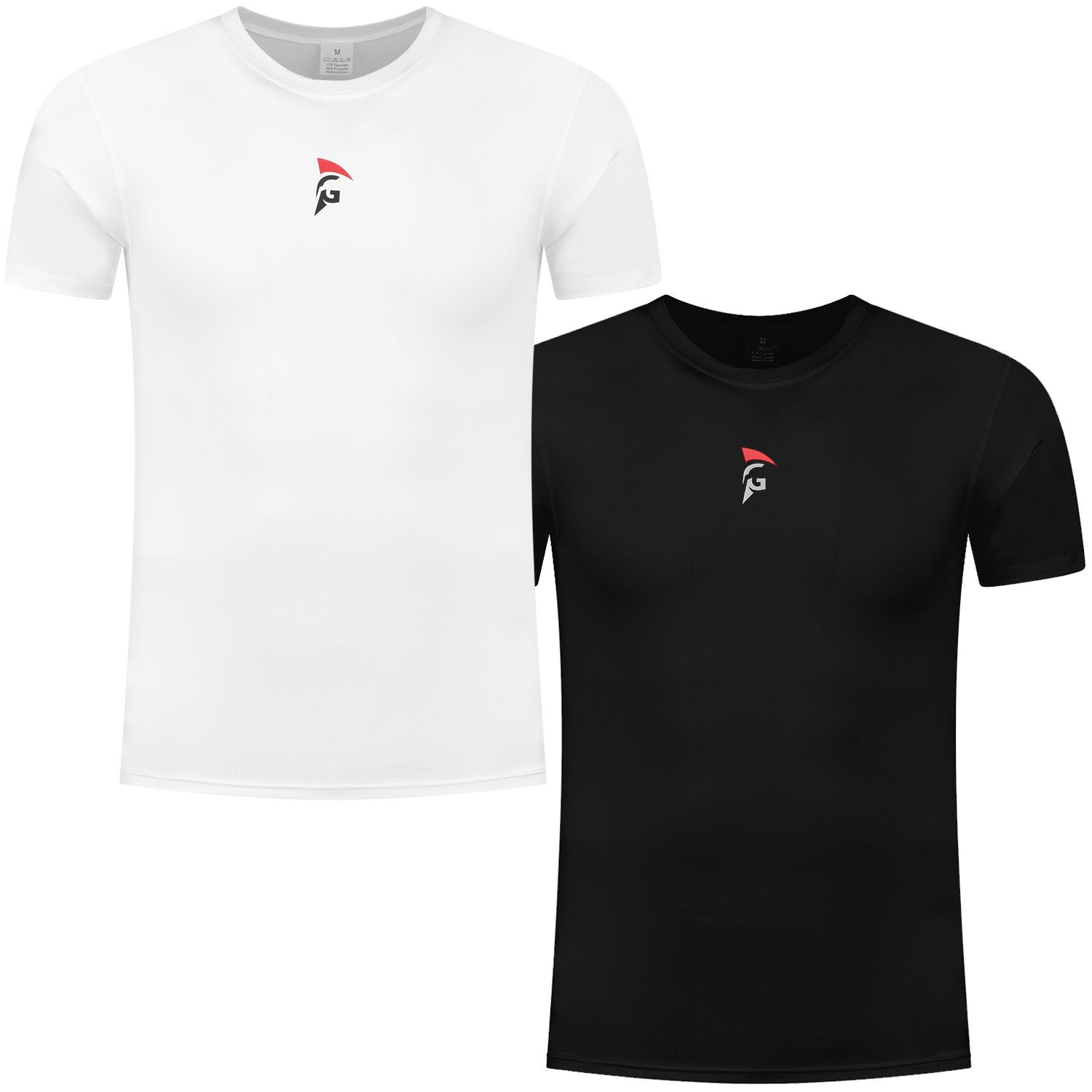 Gladiator Sports Kompressionsshirt – Herren (schwarz und weiß) Vorderansicht