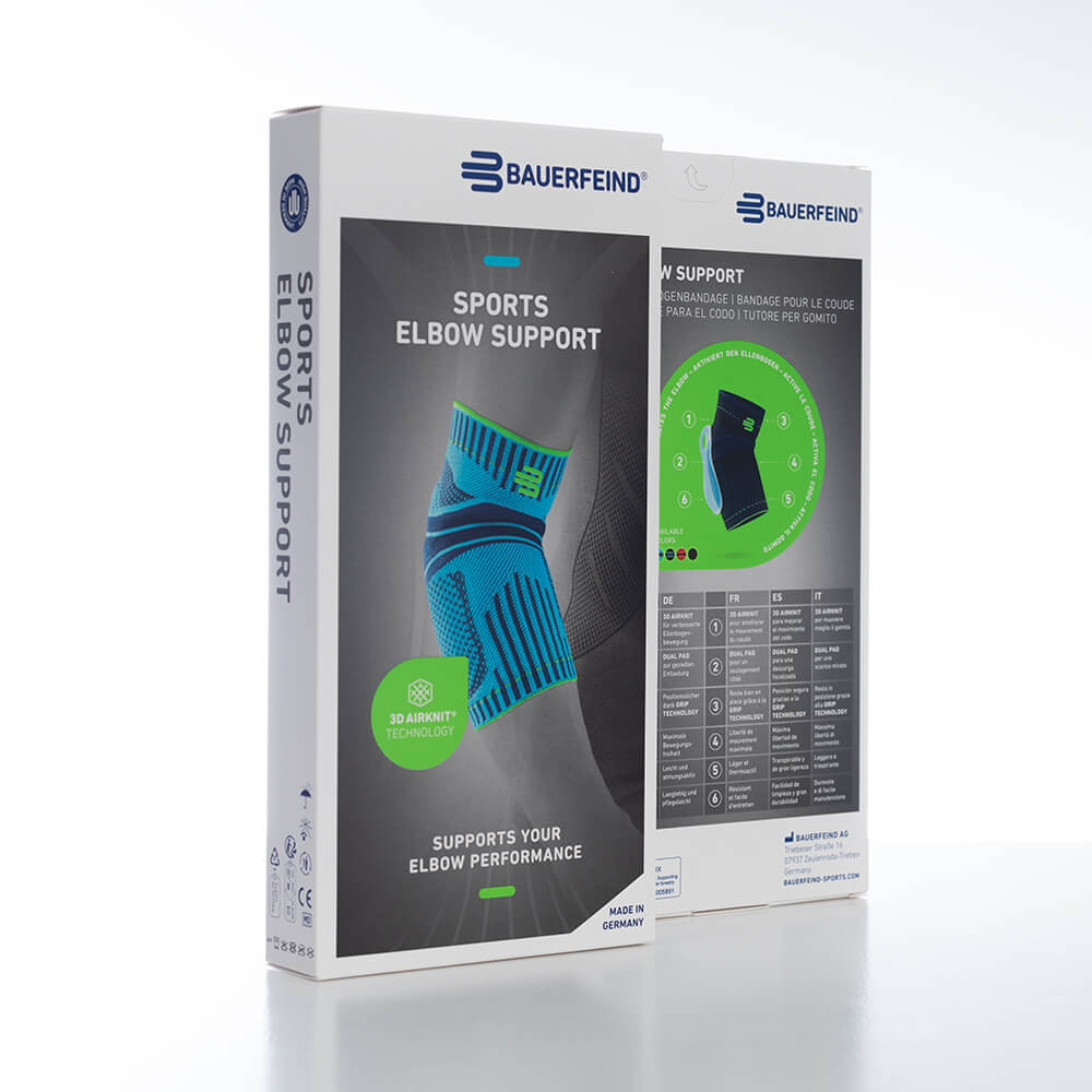 Packaging of the Bauerfeind Sports Elbow Brace