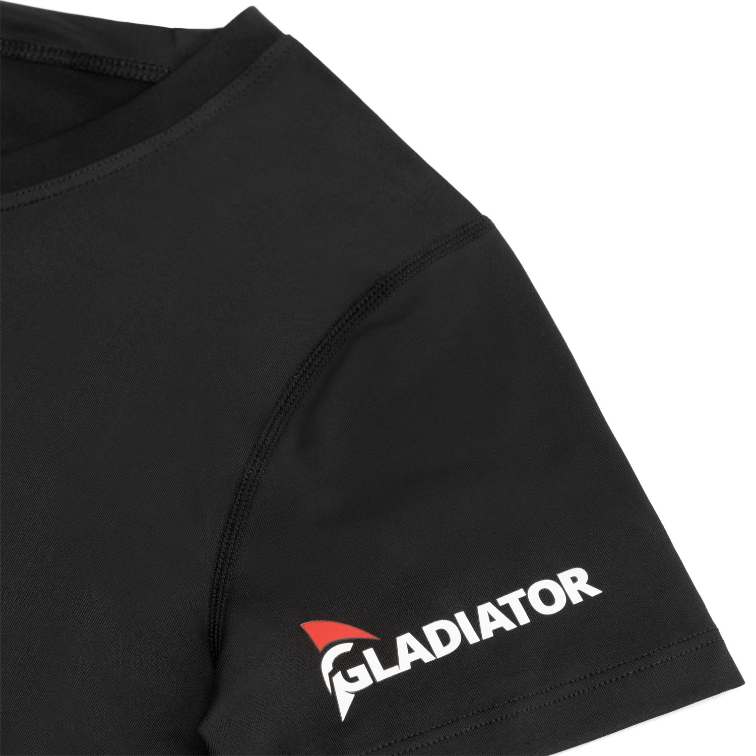gladiator sports compression shirt for women in black detail photo logo