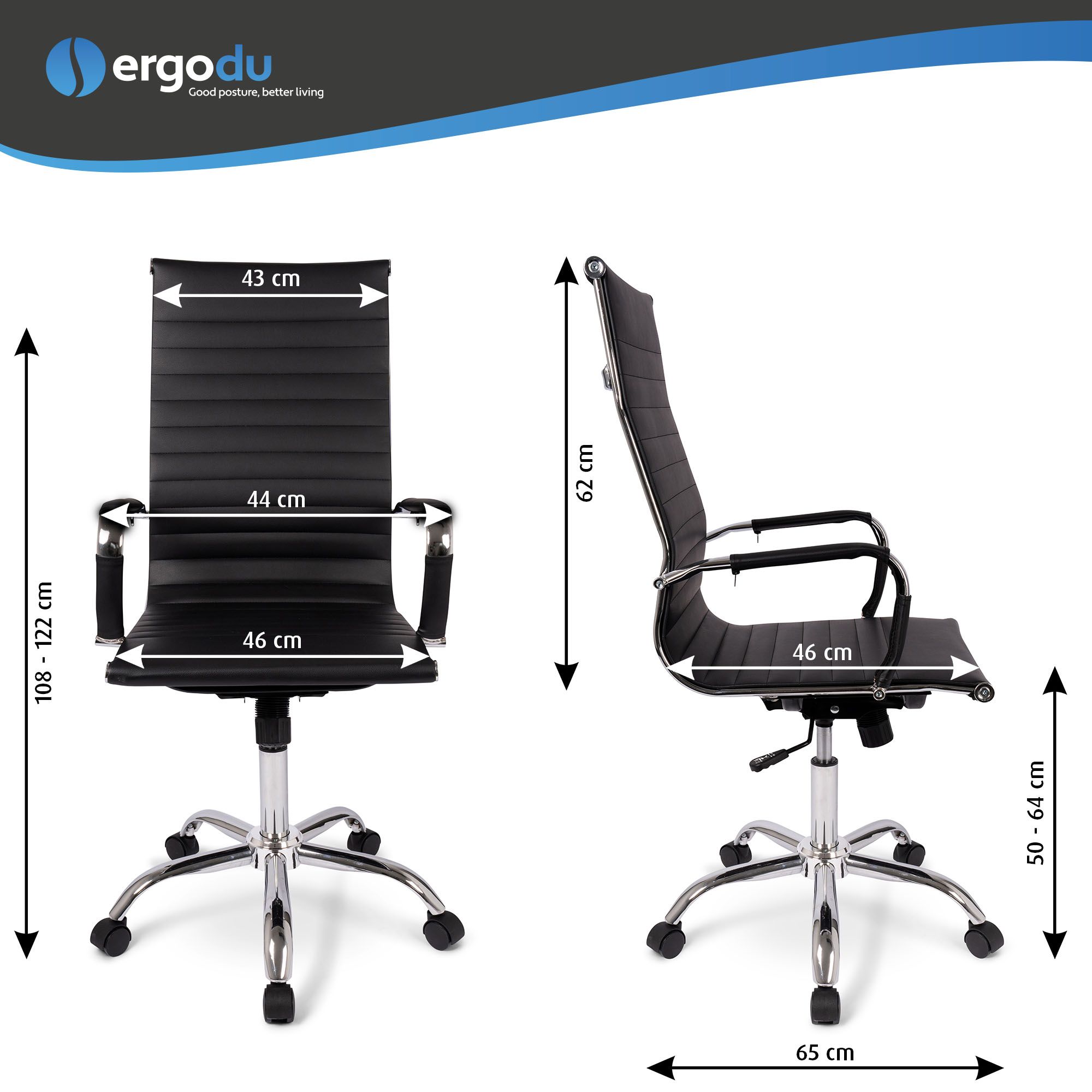 ergodu milano design office chair size chart