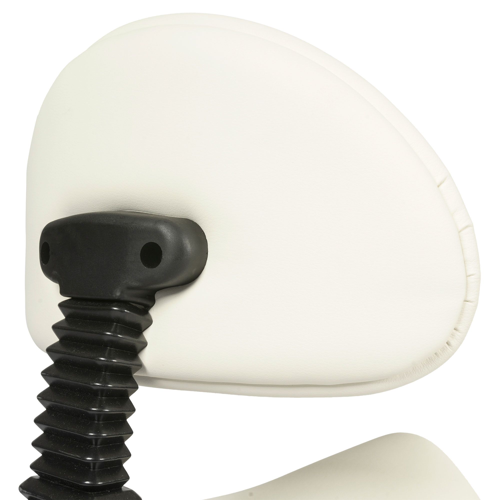 Close-up of the backrest of the Dunimed - Ergonomic Saddle Stool with Backrest - White