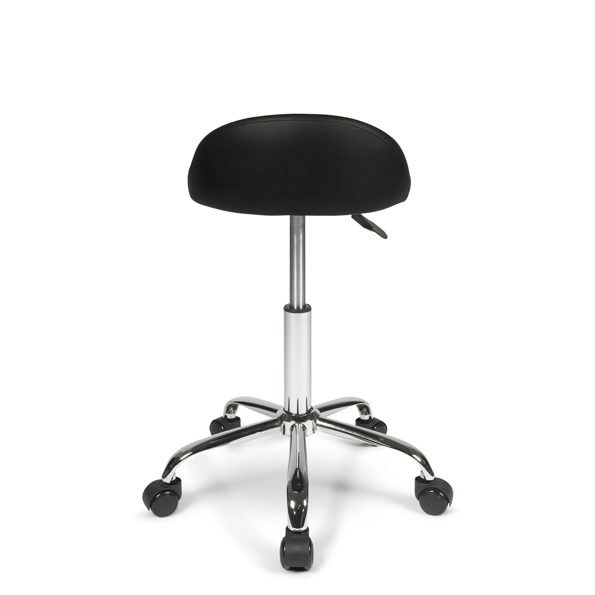 dunimed work stool with wheels and backrest side view