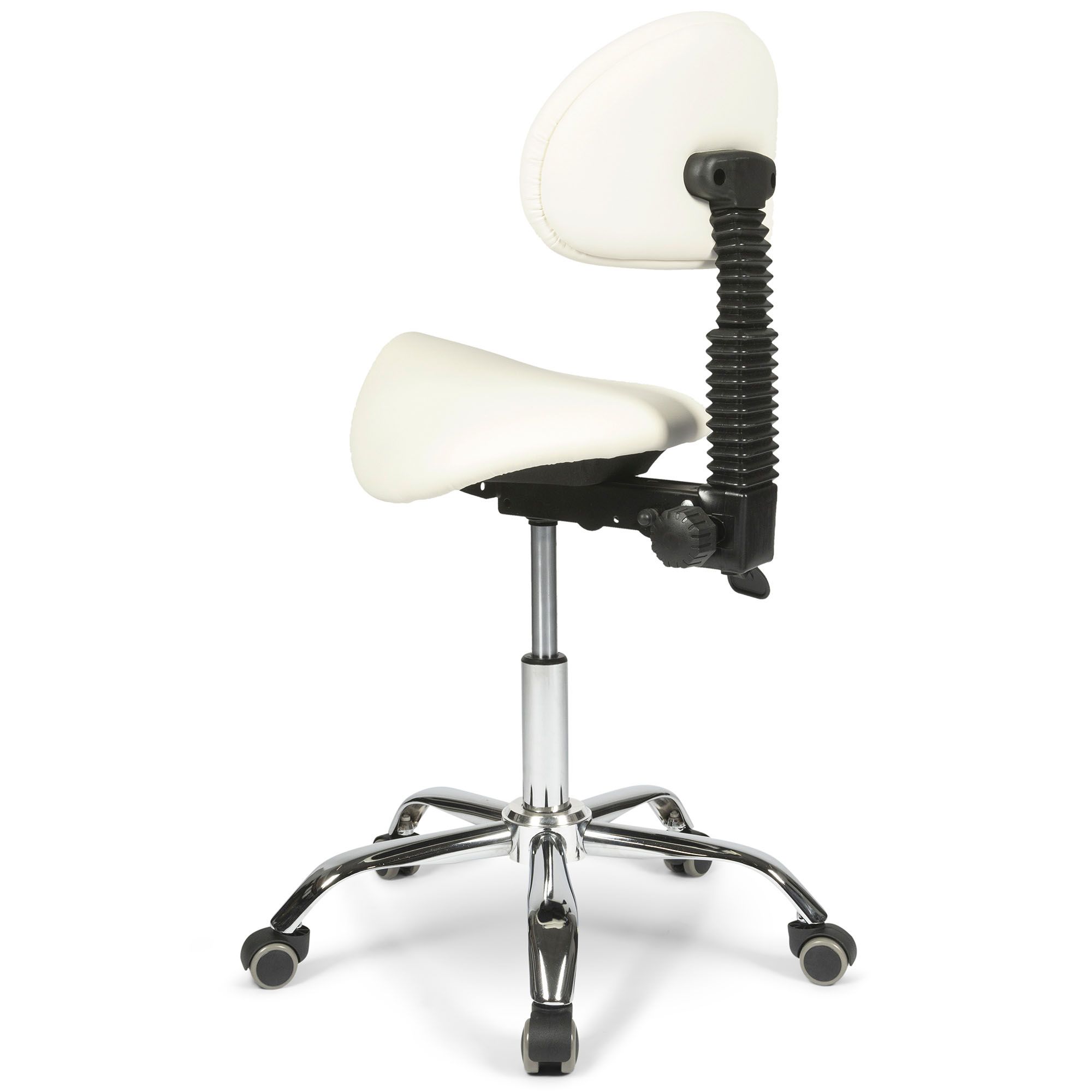 Dunimed - Ergonomic Saddle Stool with Backrest - White back view