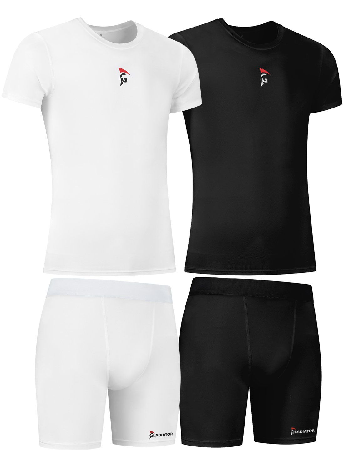 Gladiator Sports Package   Compression Short   Shirt   Men  Black   White 