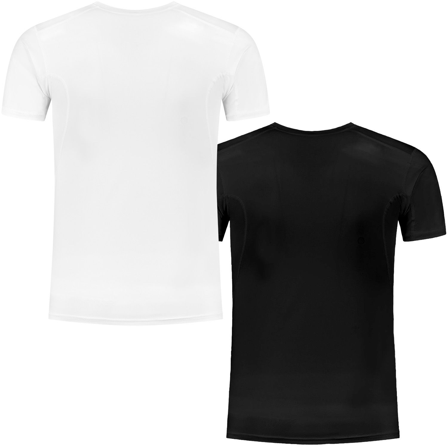 gladiator sports compression shirt for men in black and white back view