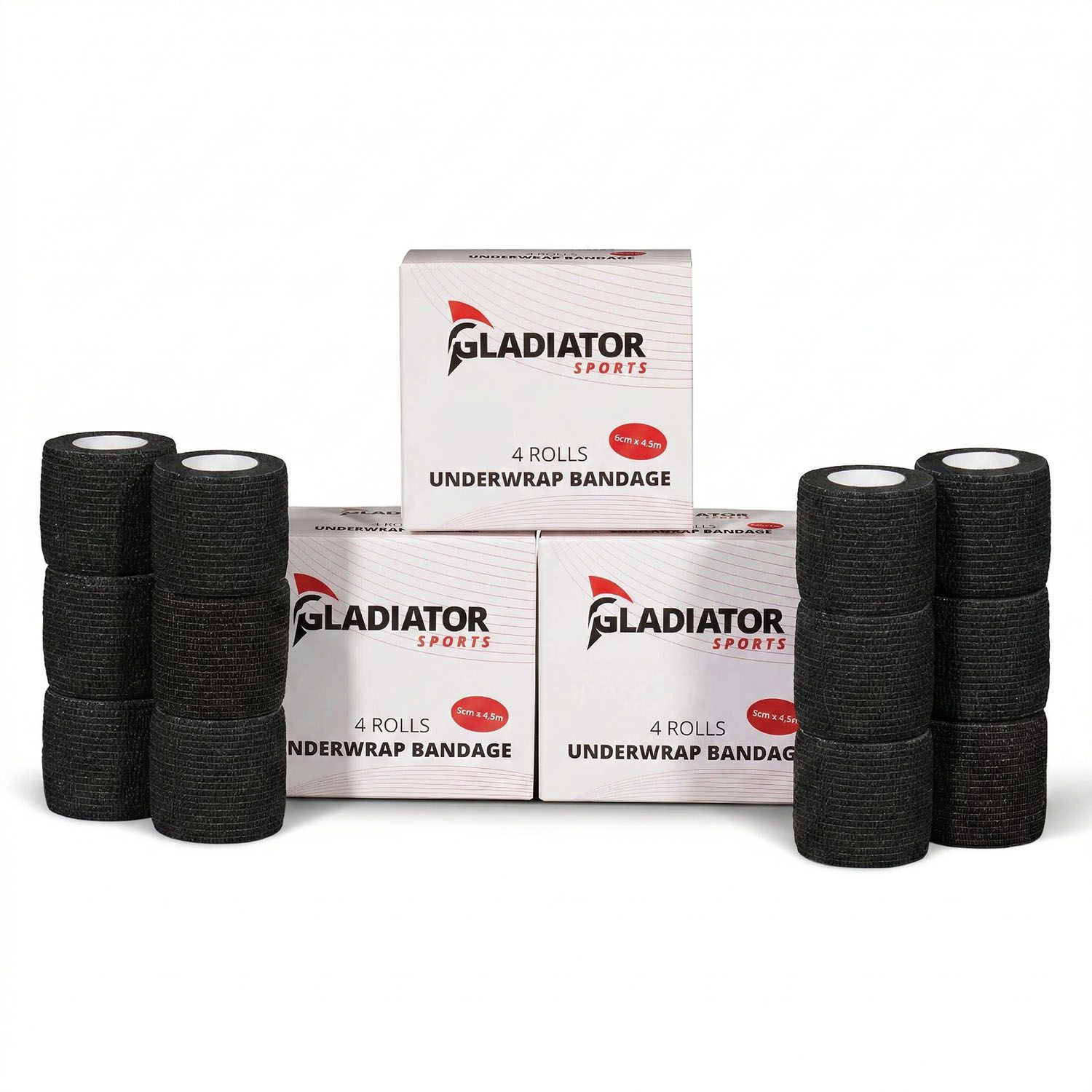 Gladiator Sports Underwrap Bandage - 12 Rolls with packaging black