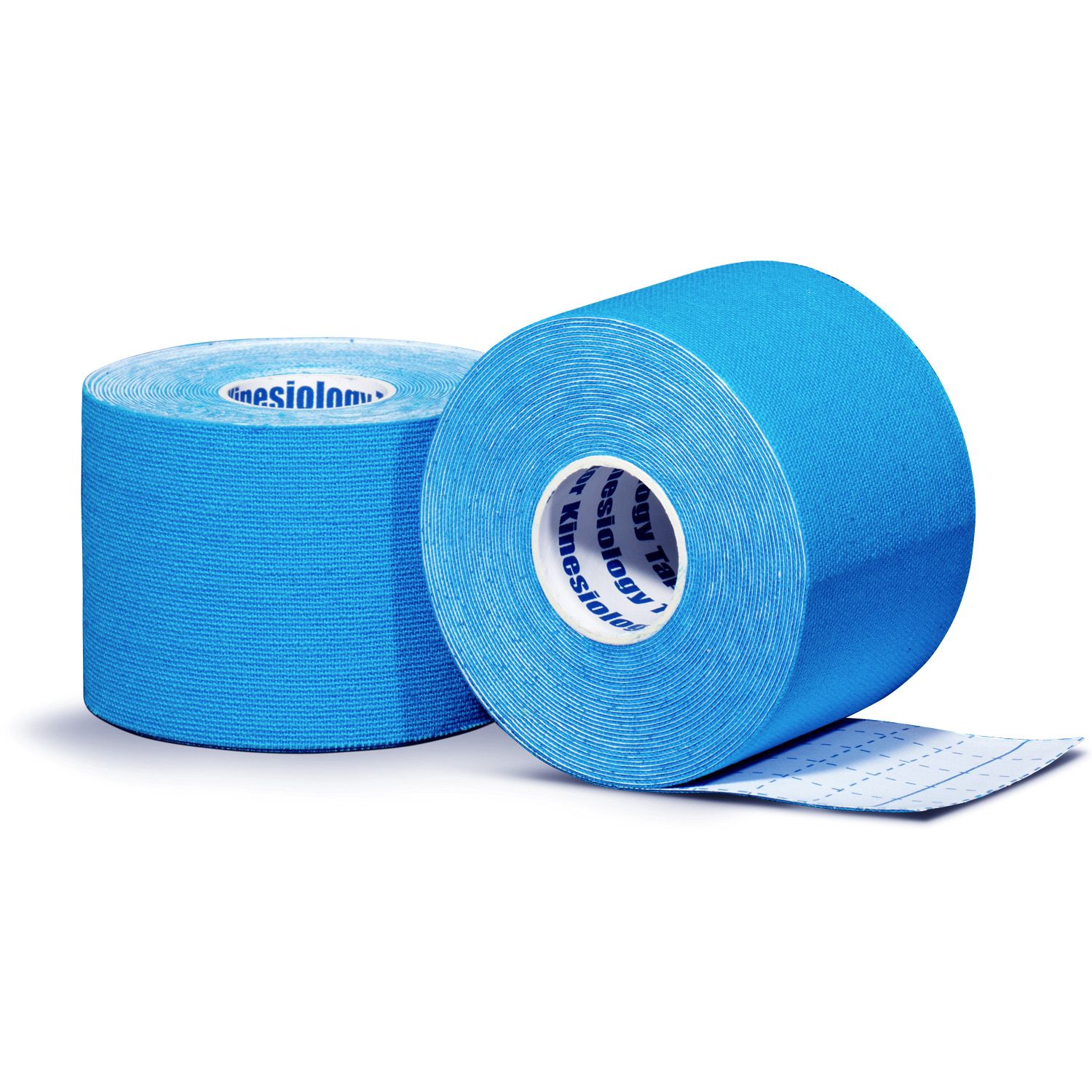 Kinesiology tape per roll blue front and back view