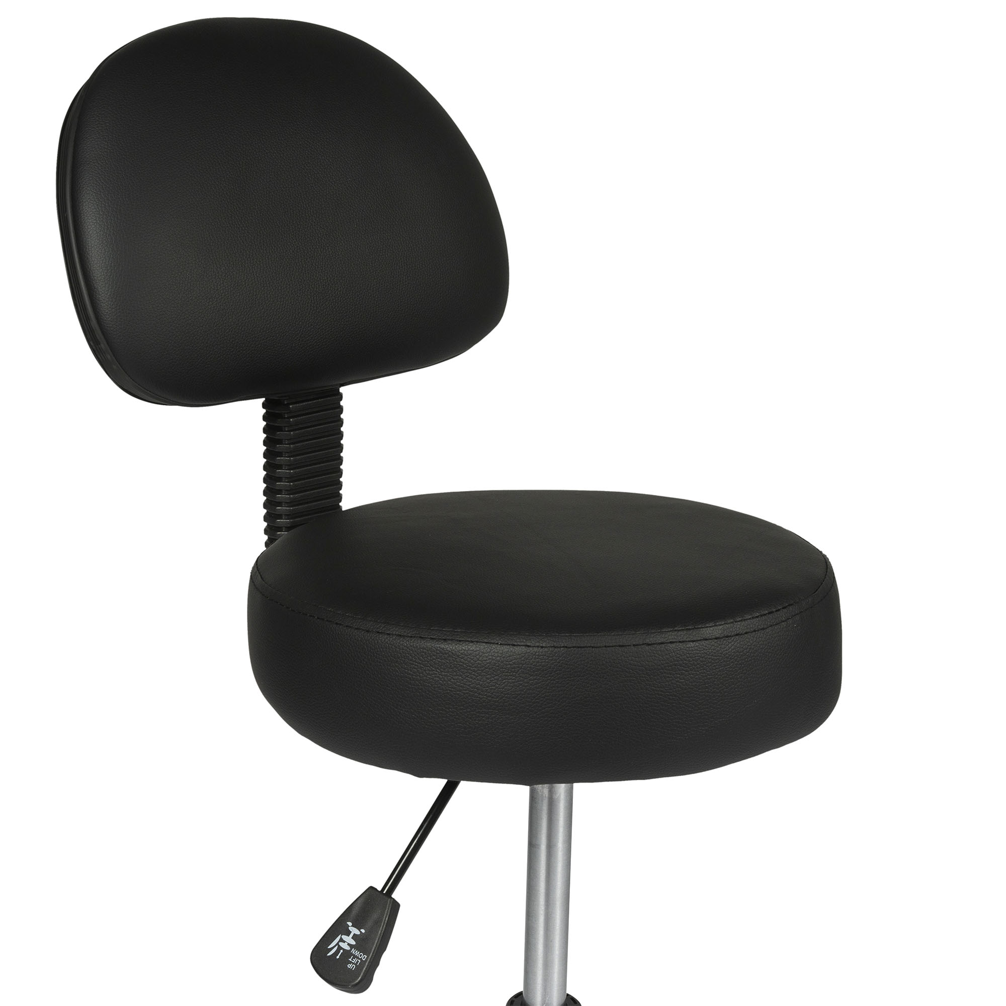 dunimed work stool with wheels and backrest detail