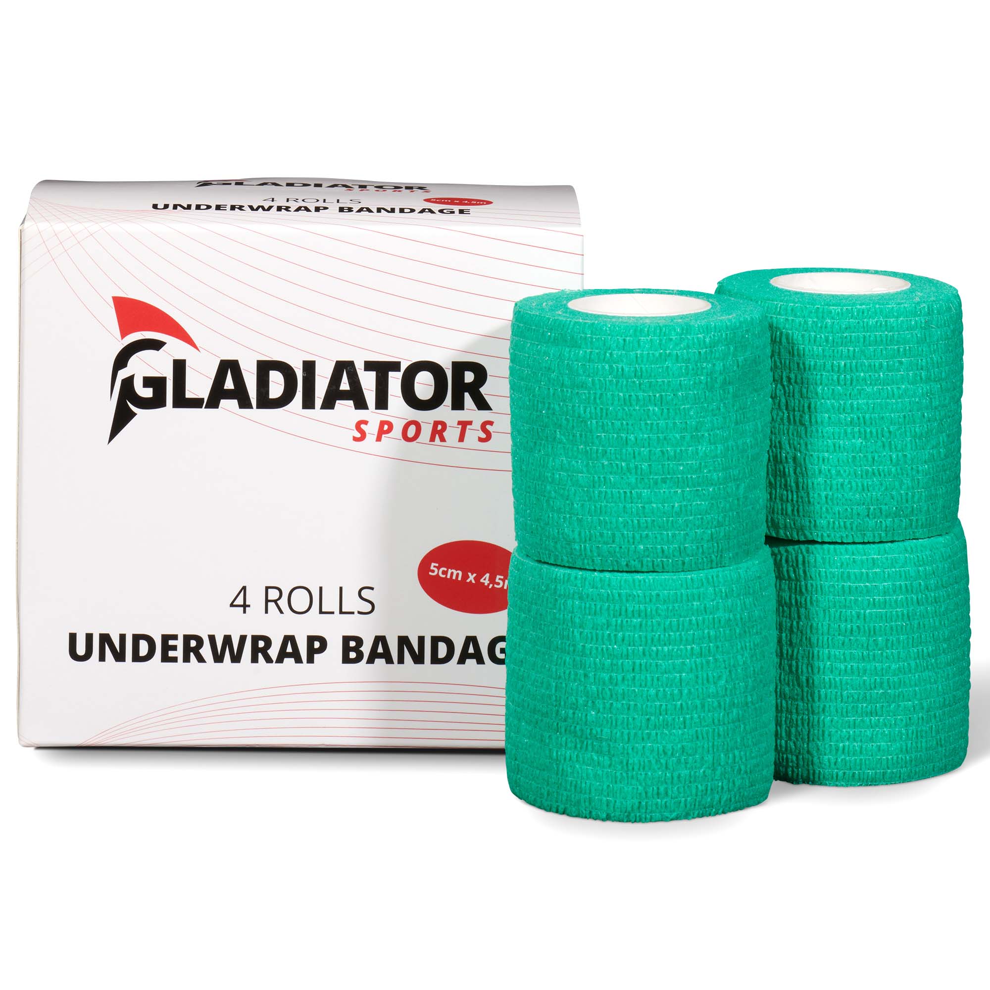 gladiator sports underwrap bandage 4 rolls with box green