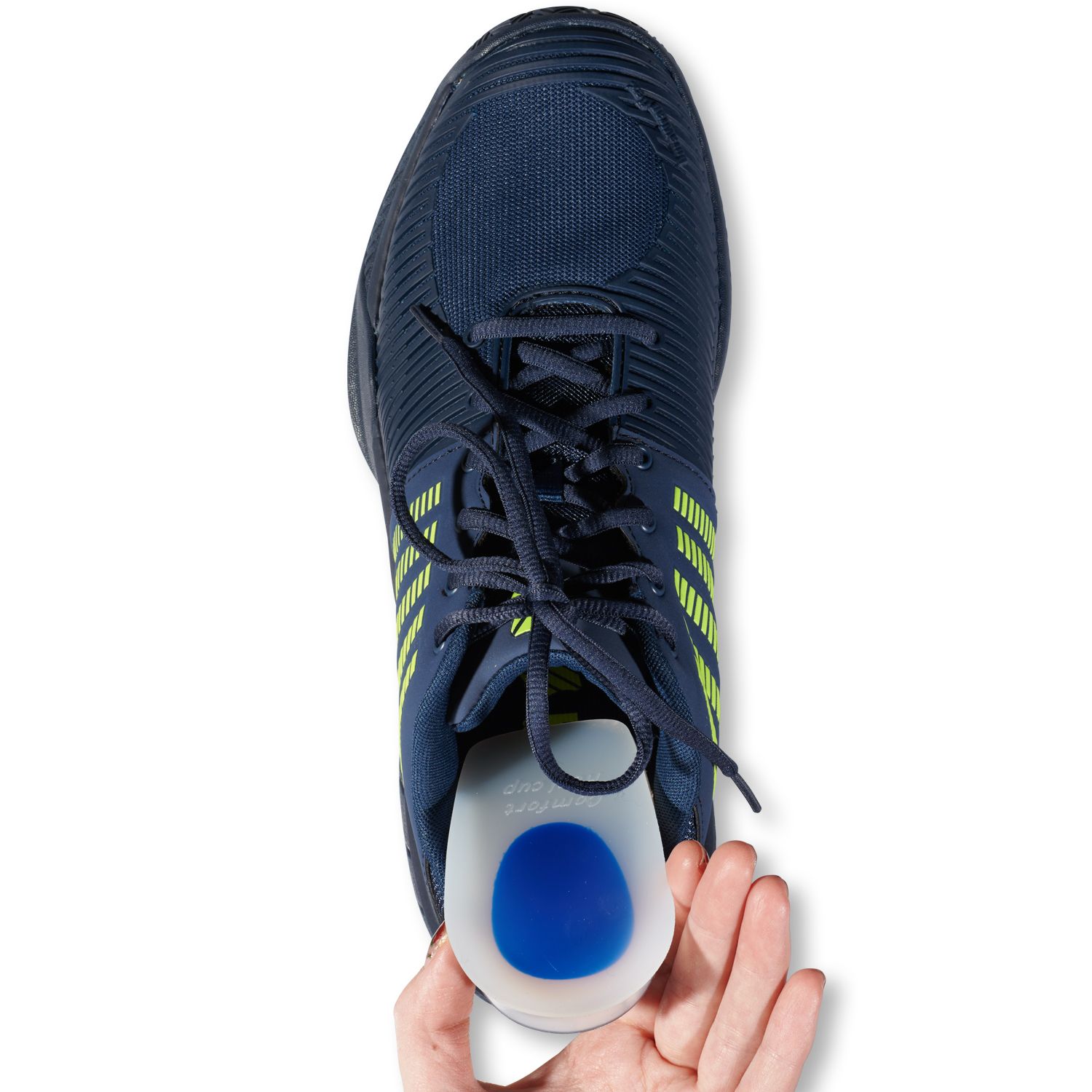 Heel Spur (half) Gel Insoles (per pair) being put in a sports shoe