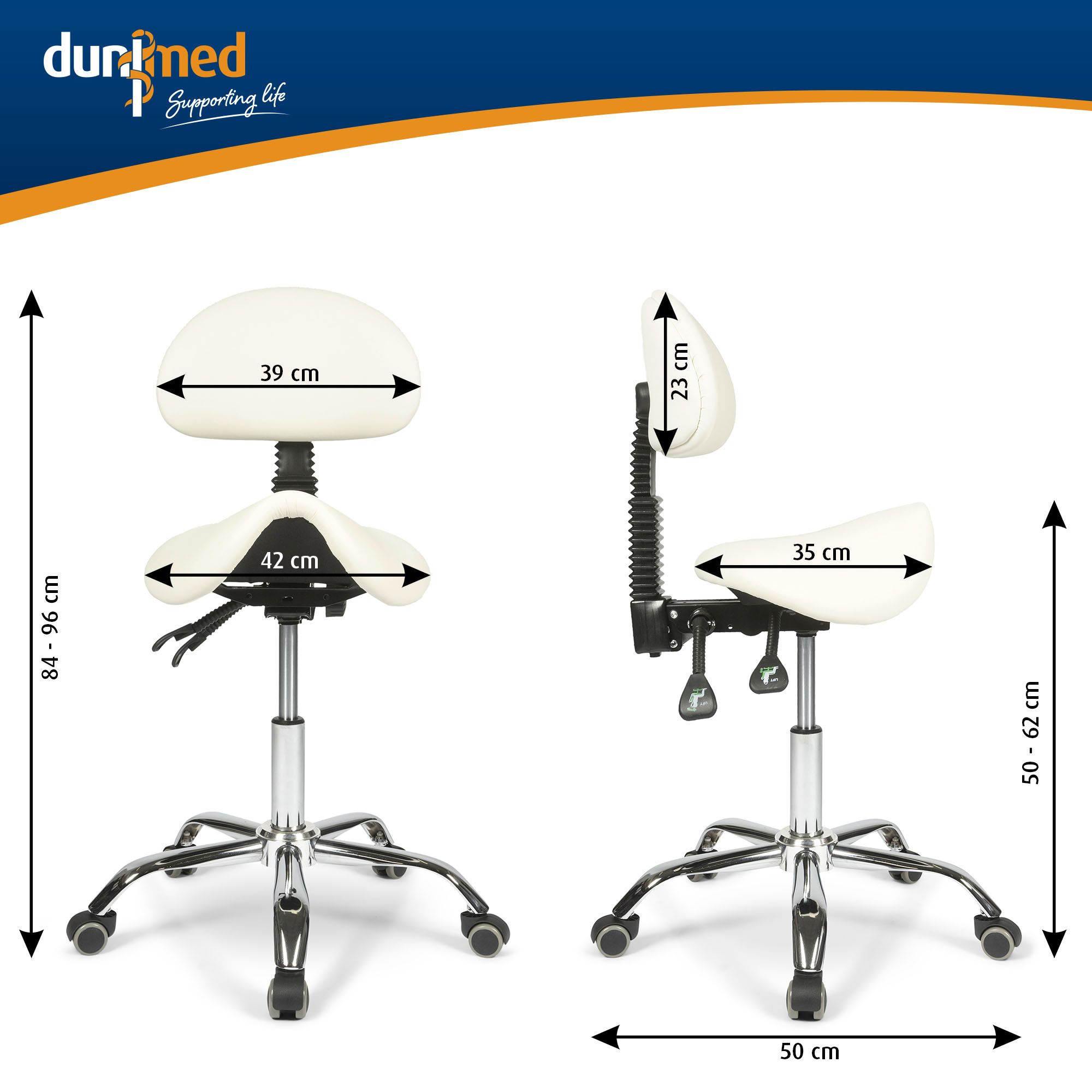 dunimed ergonomic saddle stool with backrest white size chart