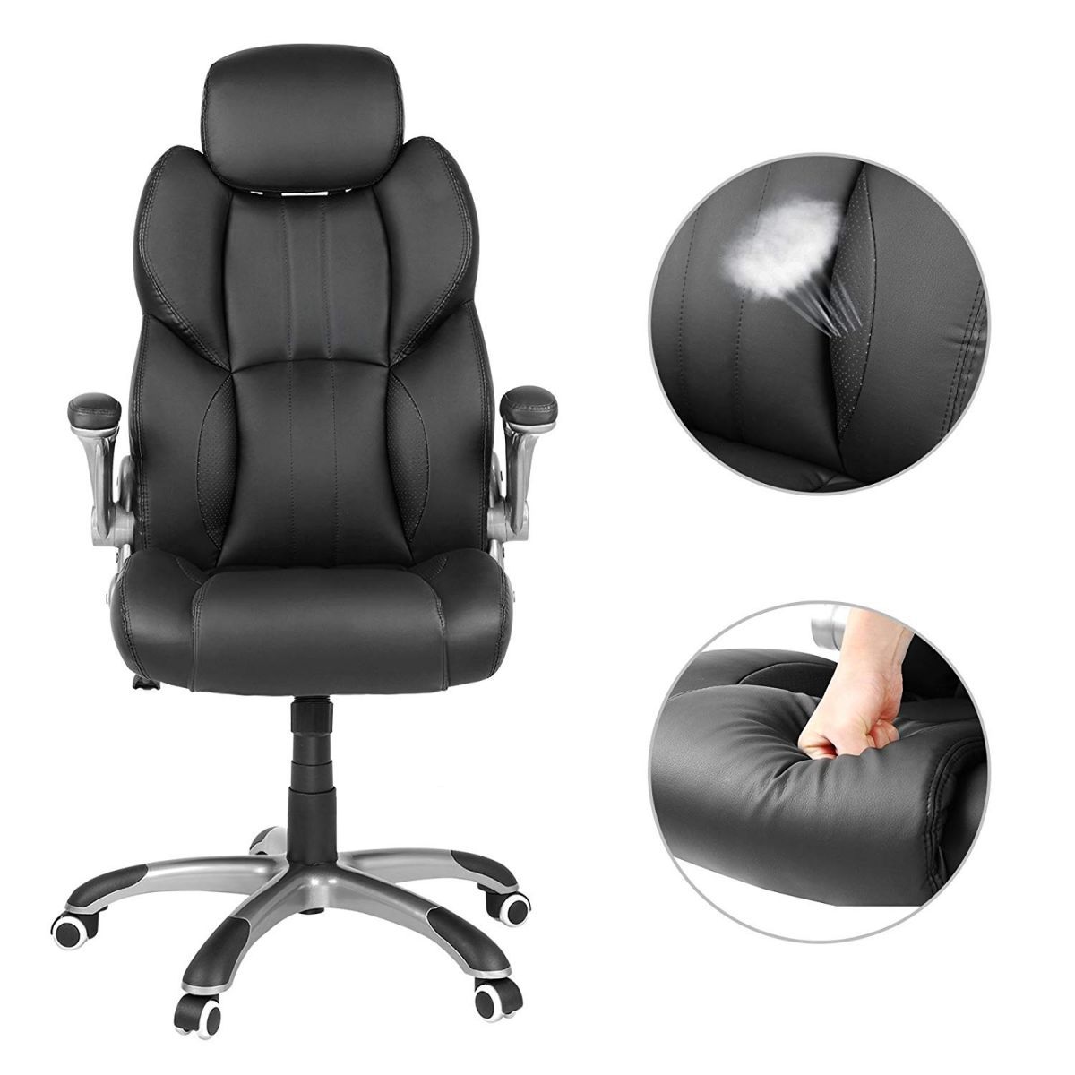 Ergodu Luxury Office Chair with Adjustable Headrest soft pillows