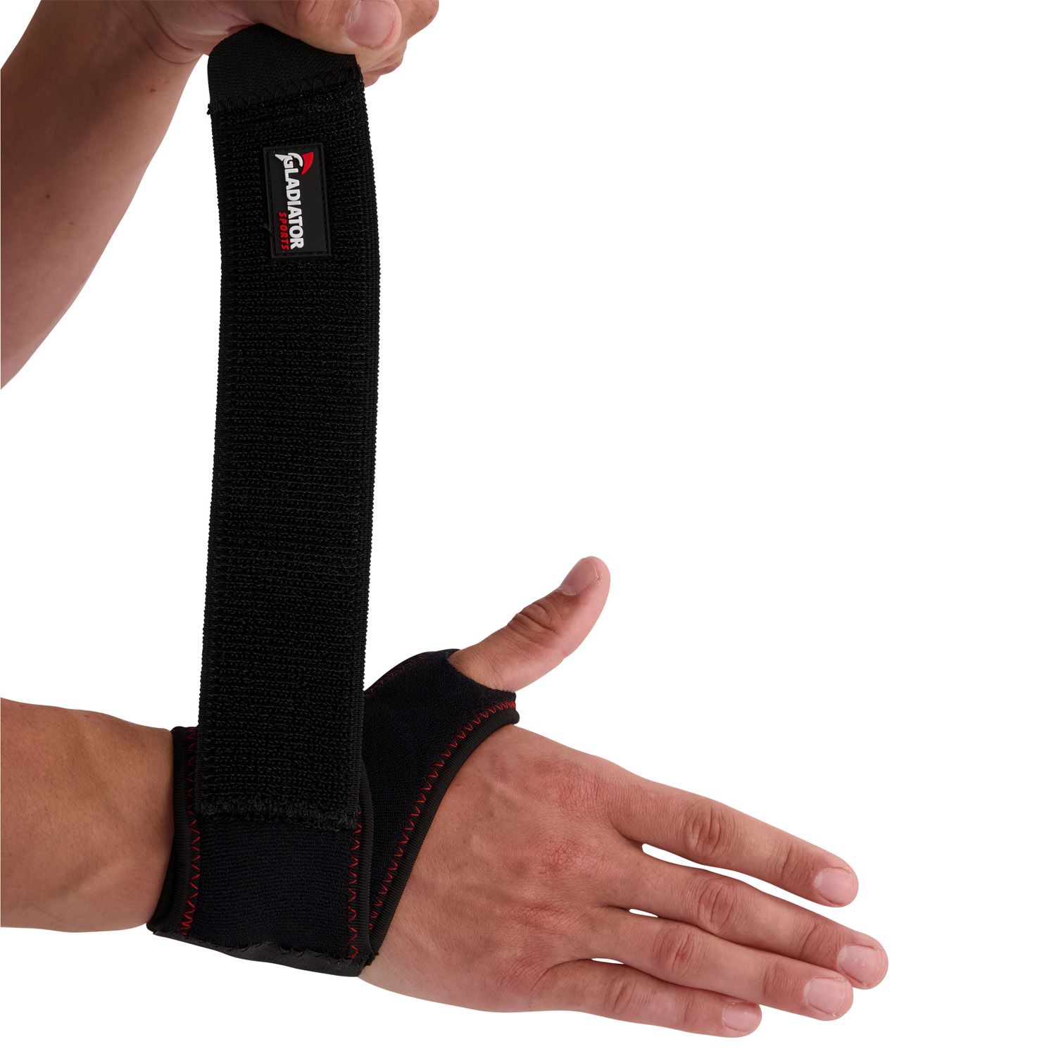 gladiator sports wrist support with thumb opening strap up